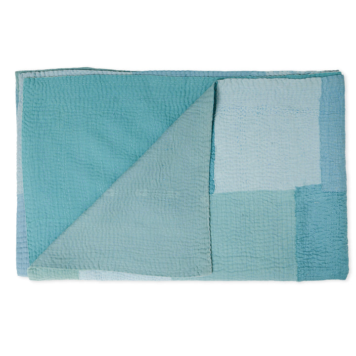 Mosaic Fray Patch Kantha throw corn flower