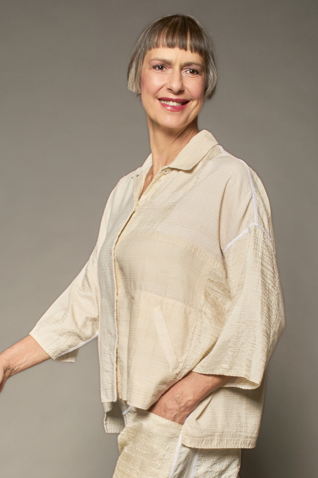 JAIPUR WHITE KANTHACROPPED TENT SHIRT - jw2596-ivy -