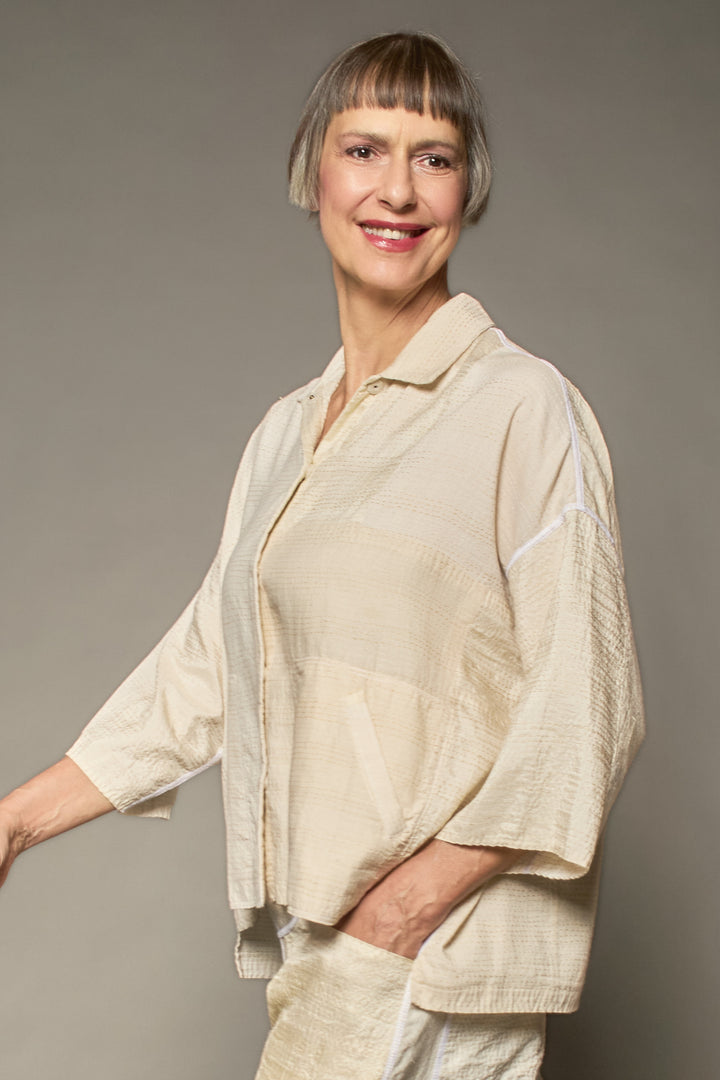 JAIPUR WHITE KANTHACROPPED TENT SHIRT - jw2596-ivy -