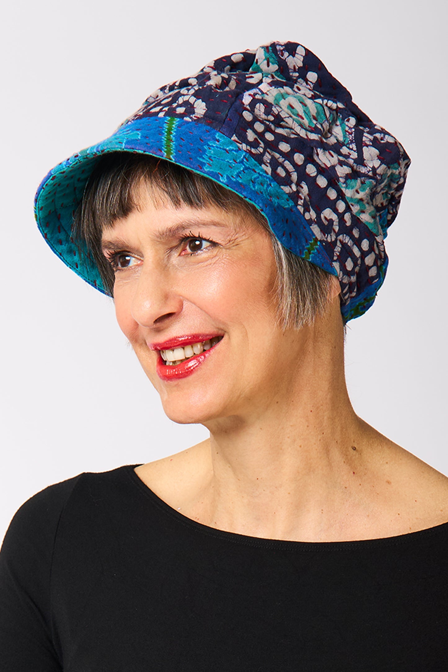 VINTAGE COTTON BBK KANTHA HALF BRIM HAT - bb4881-0002a -