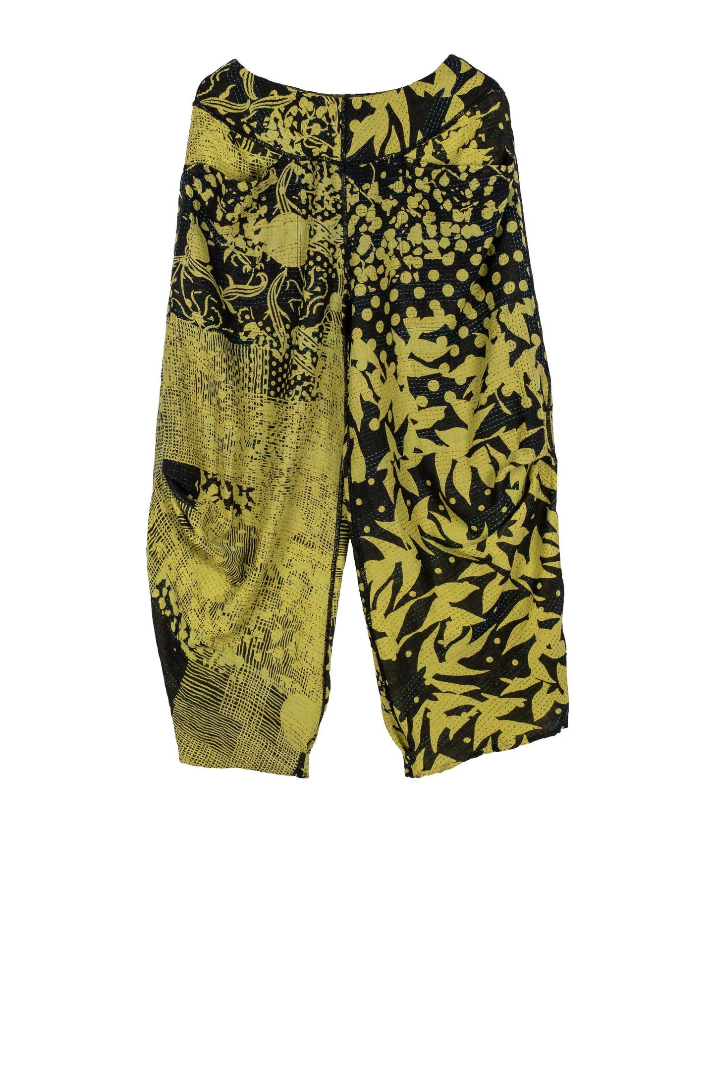 MONOTONE TWILIGHT PRINT KANTHA KNEE TUCKED PANTS - tp2625-cha -