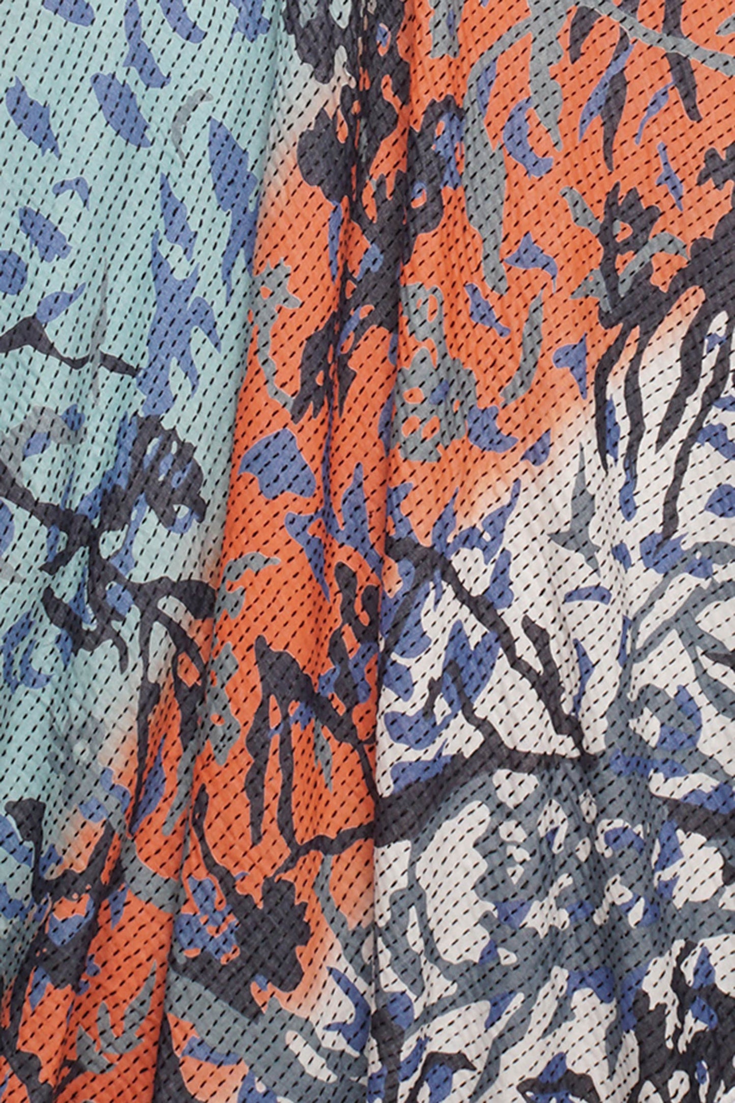 SUMMER BREEZE PRINT KANTHA V-NECK JUMPER - sz2622-blu -