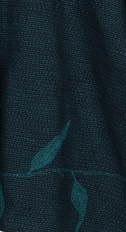 NIGHT BAMBOO SILK COTTON KANTHA A-LINE VEST - nb2203-tel -