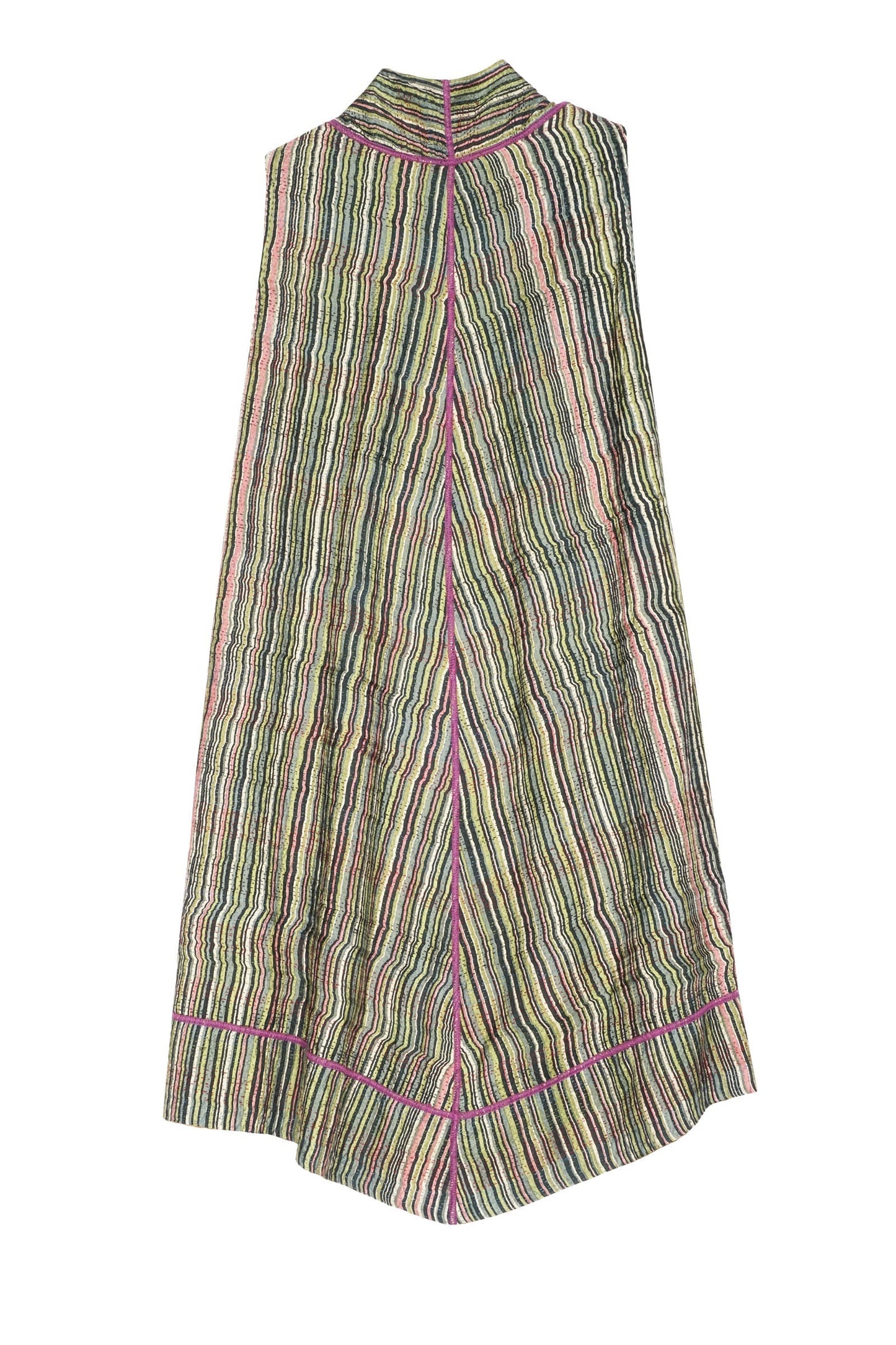 GREEN STRIPE W VINTAGE BACKING KANTHA A-LINE VEST - gt2203-grn -