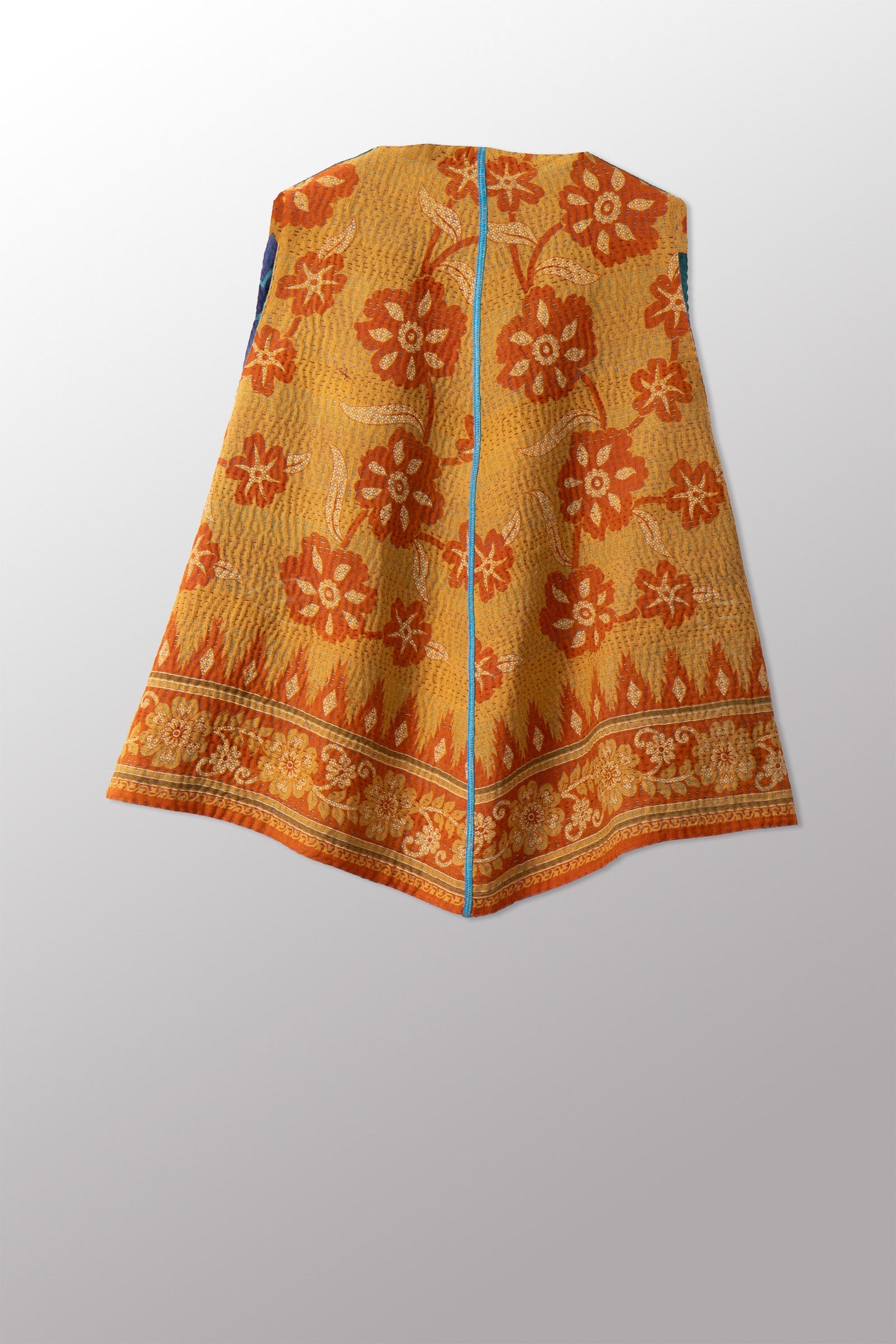 VINTAGE COTTON KANTHA BELL SHAPE SHORT VEST - cv4227-0007a -