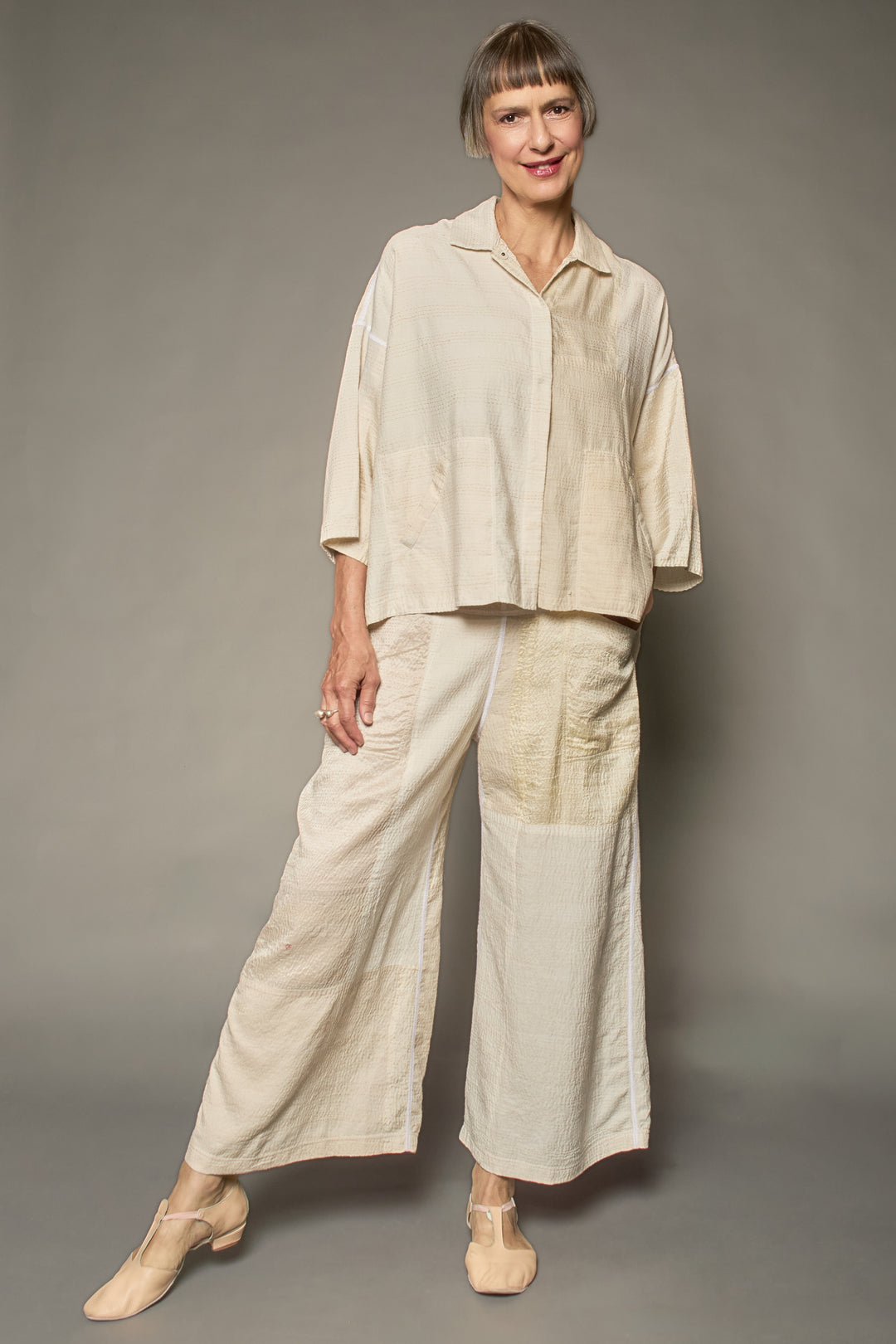 JAIPUR WHITE KANTHACROPPED TENT SHIRT - jw2596-ivy -