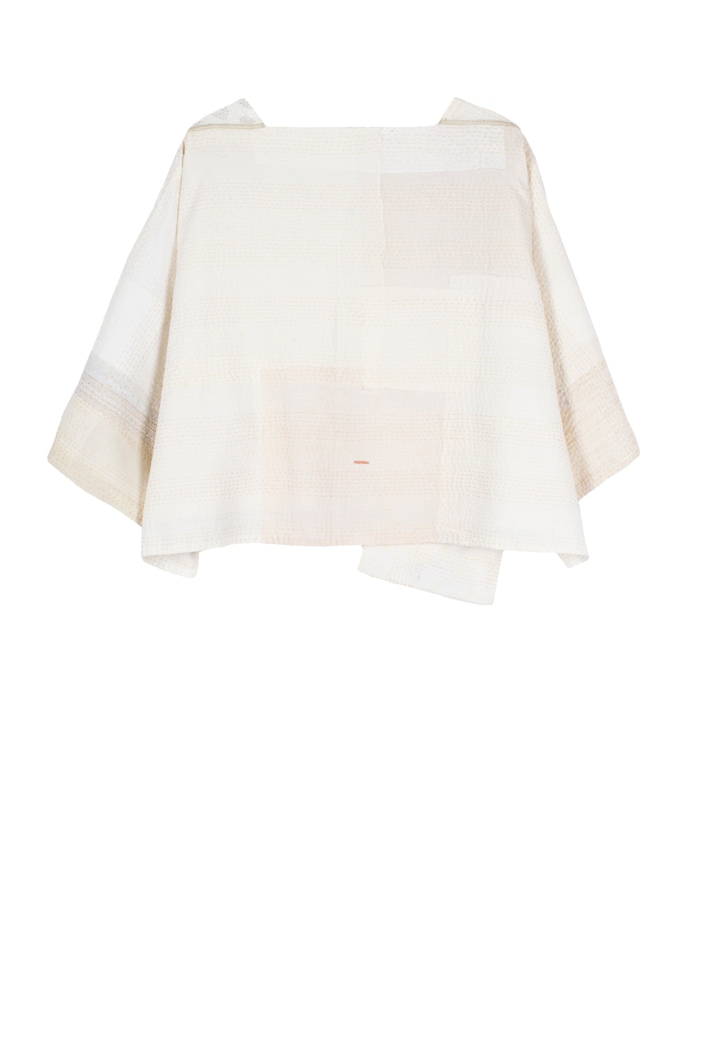 FRAYED PATCH KANTHA 3/4 SLV. CROP TOP - fi2528-ivy -