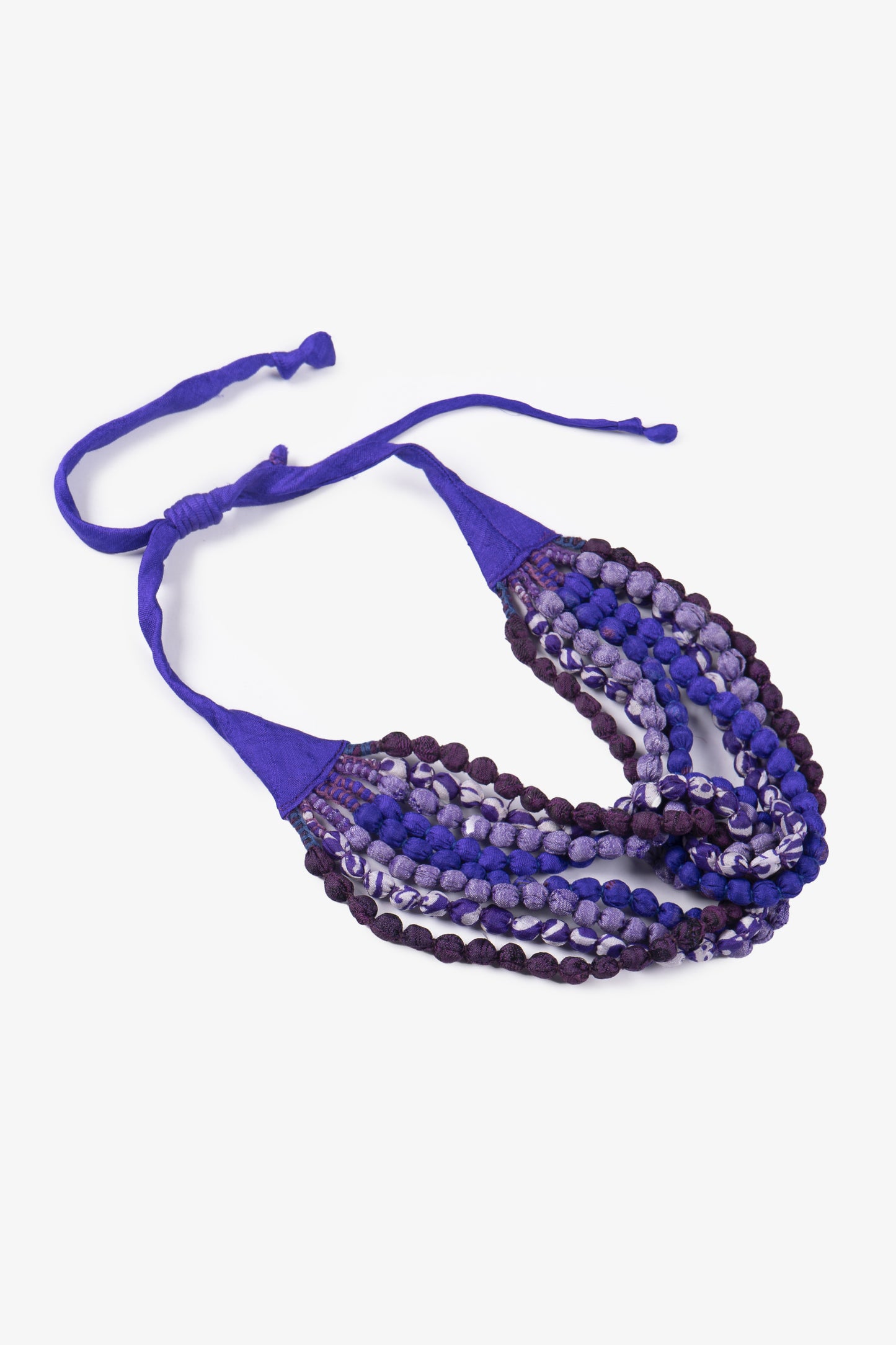 VINTAGE SILK KANTHA SEED NECKLACE SHORT - sv2722-prp -