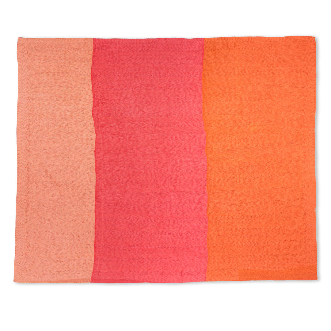 Mosaic Fray Handmade Vintage Kantha Throw -Carrots