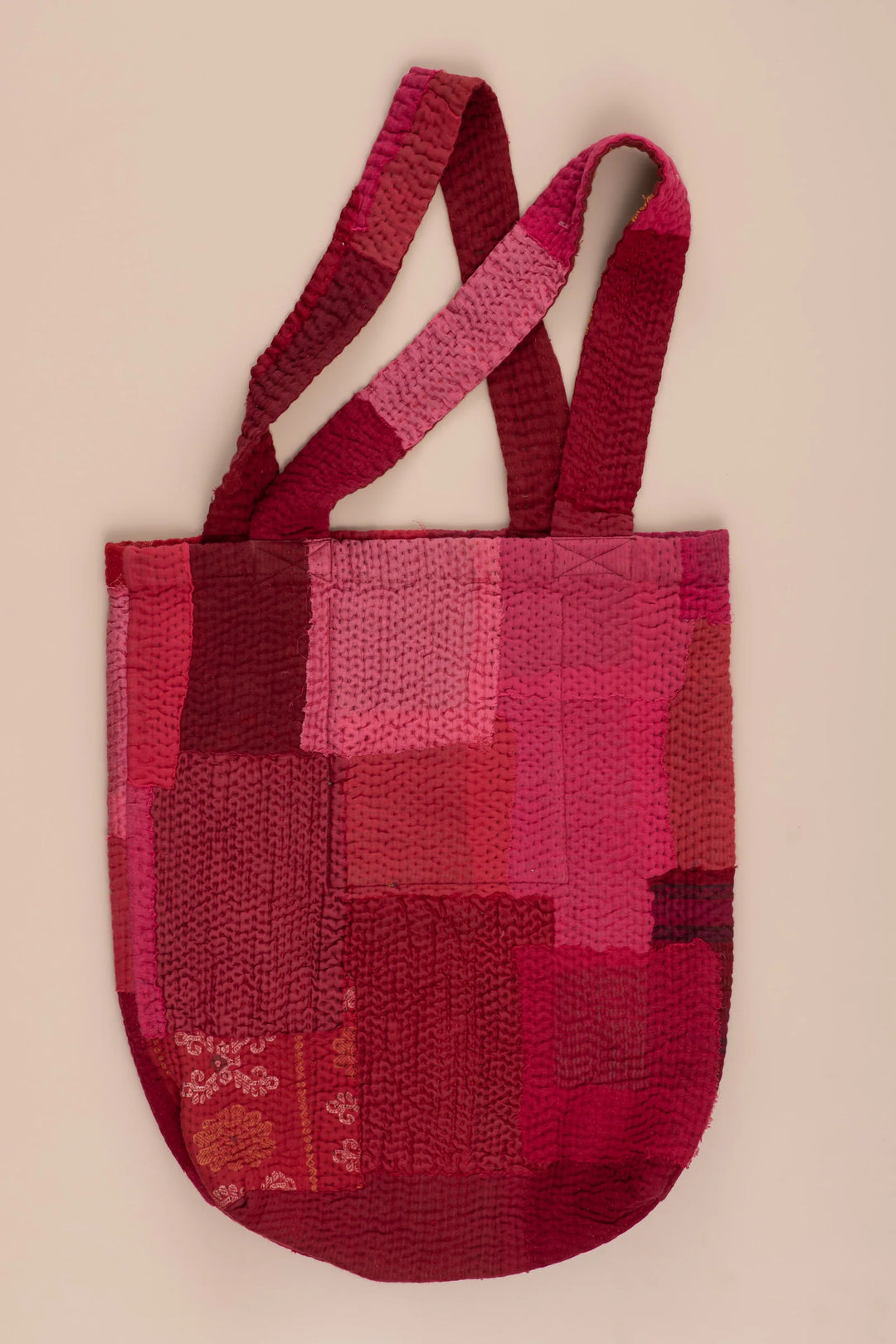 Landscape Handmade Vintage Kantha Tote Bag -Red