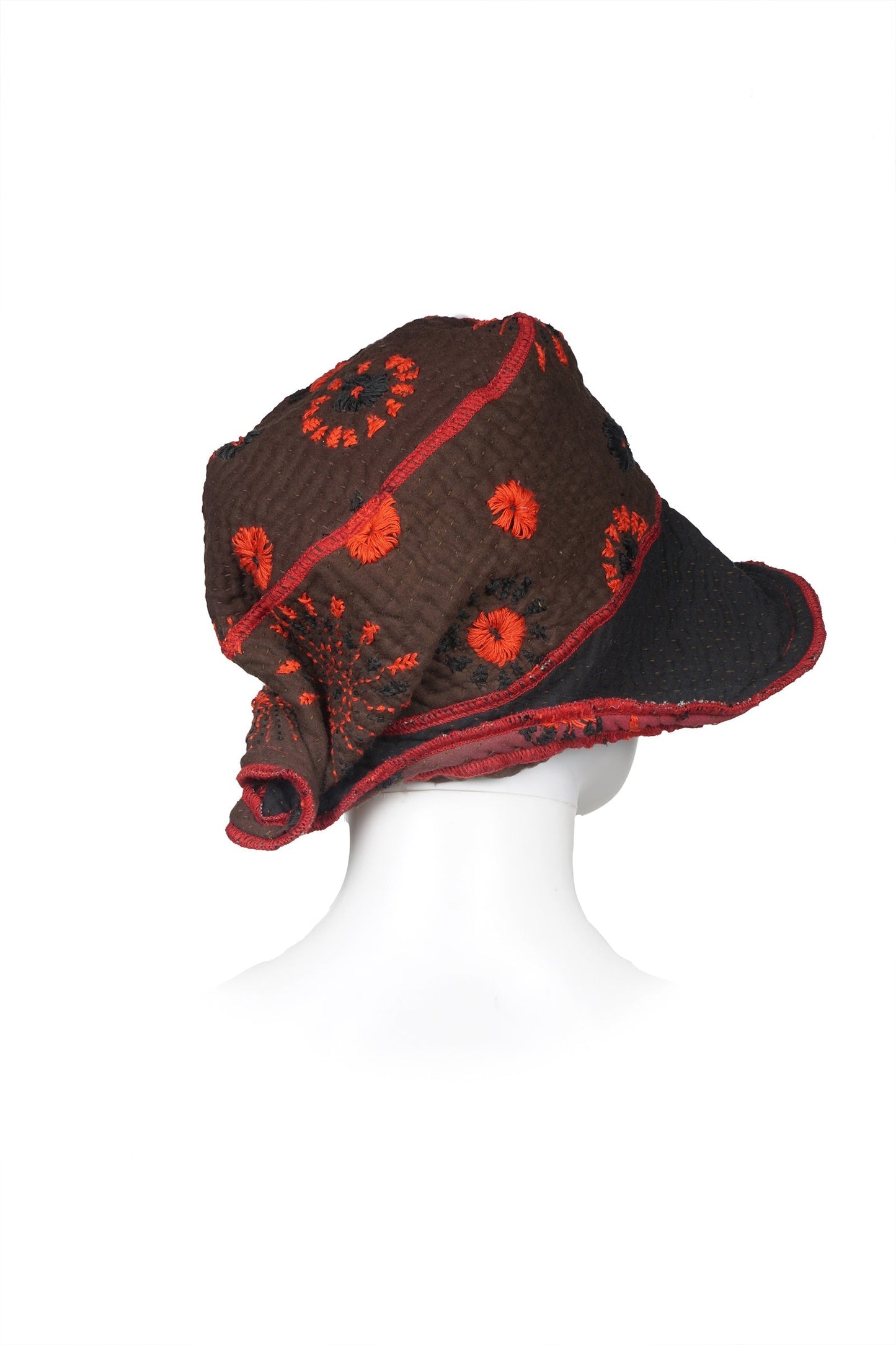 OMBRE SUN RALLI FIREWORKS KANTHA CIRCULAR CUT BRIM HAT - of4882-red -