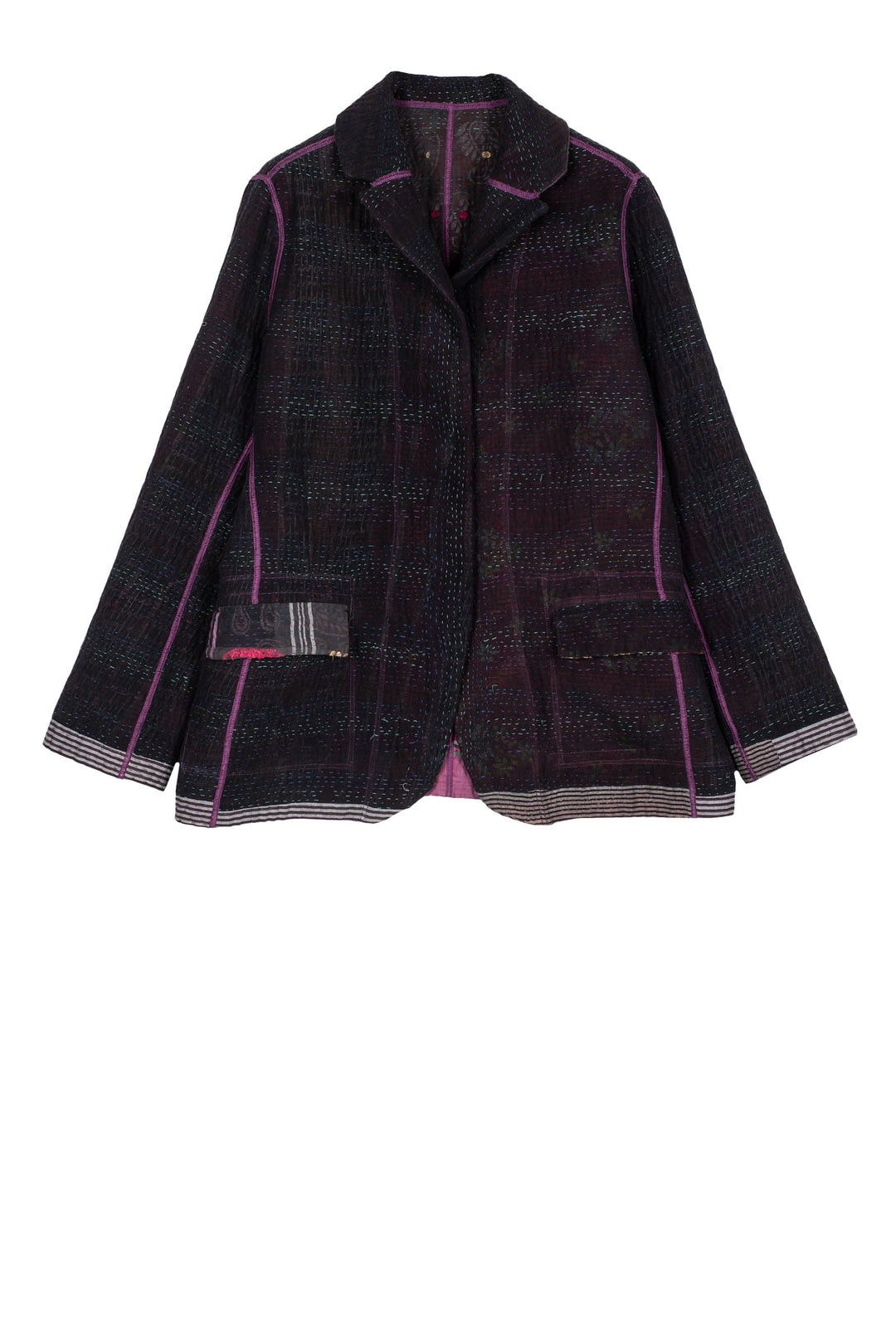 VESTE BASIQUE EN COTON KANTHA VINTAGE TISSÉ - fw4052-5002m -
