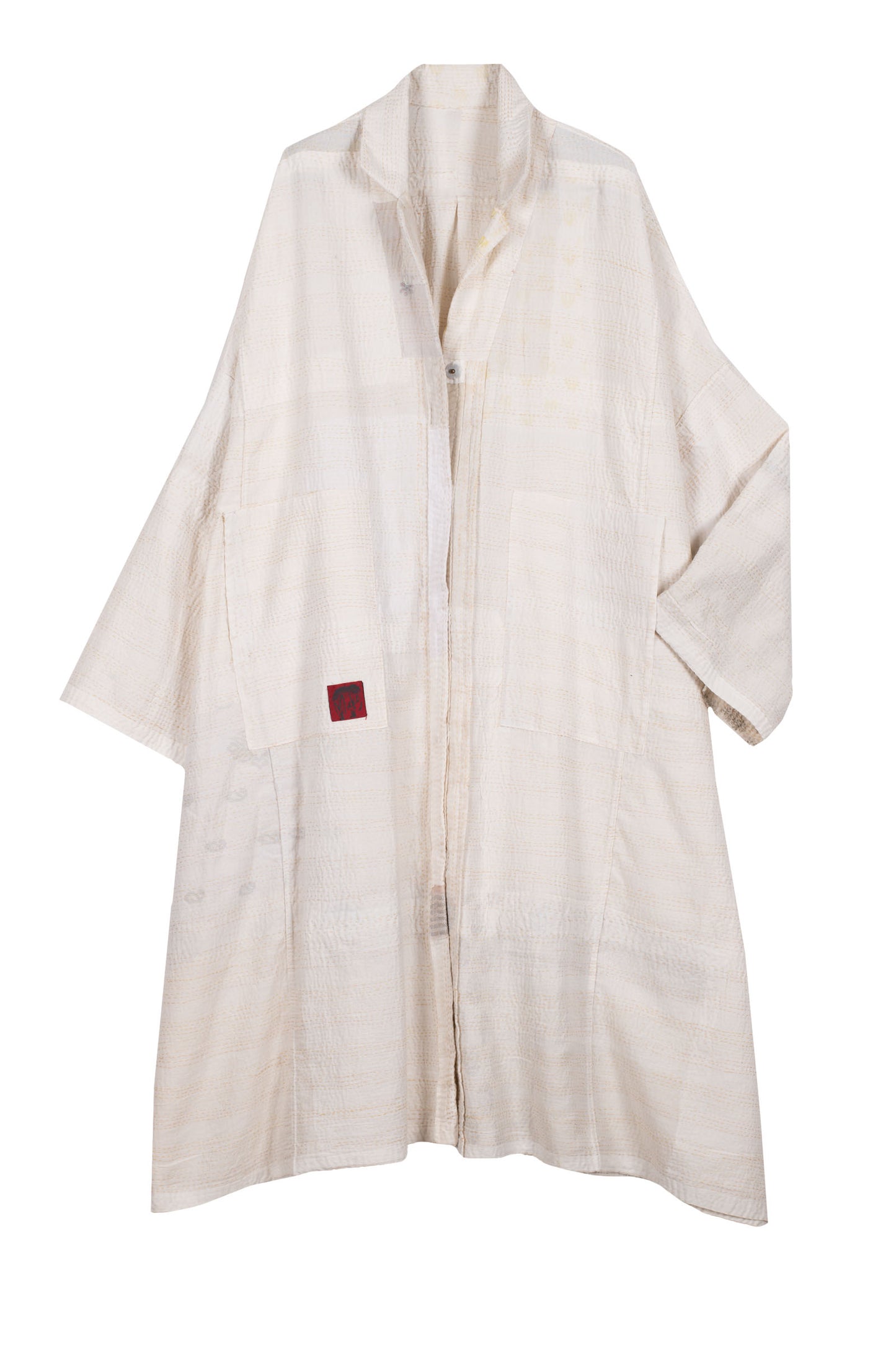 FRAYED PATCH KANTHA OVERSIZE DRESS - fi2432-ivy -