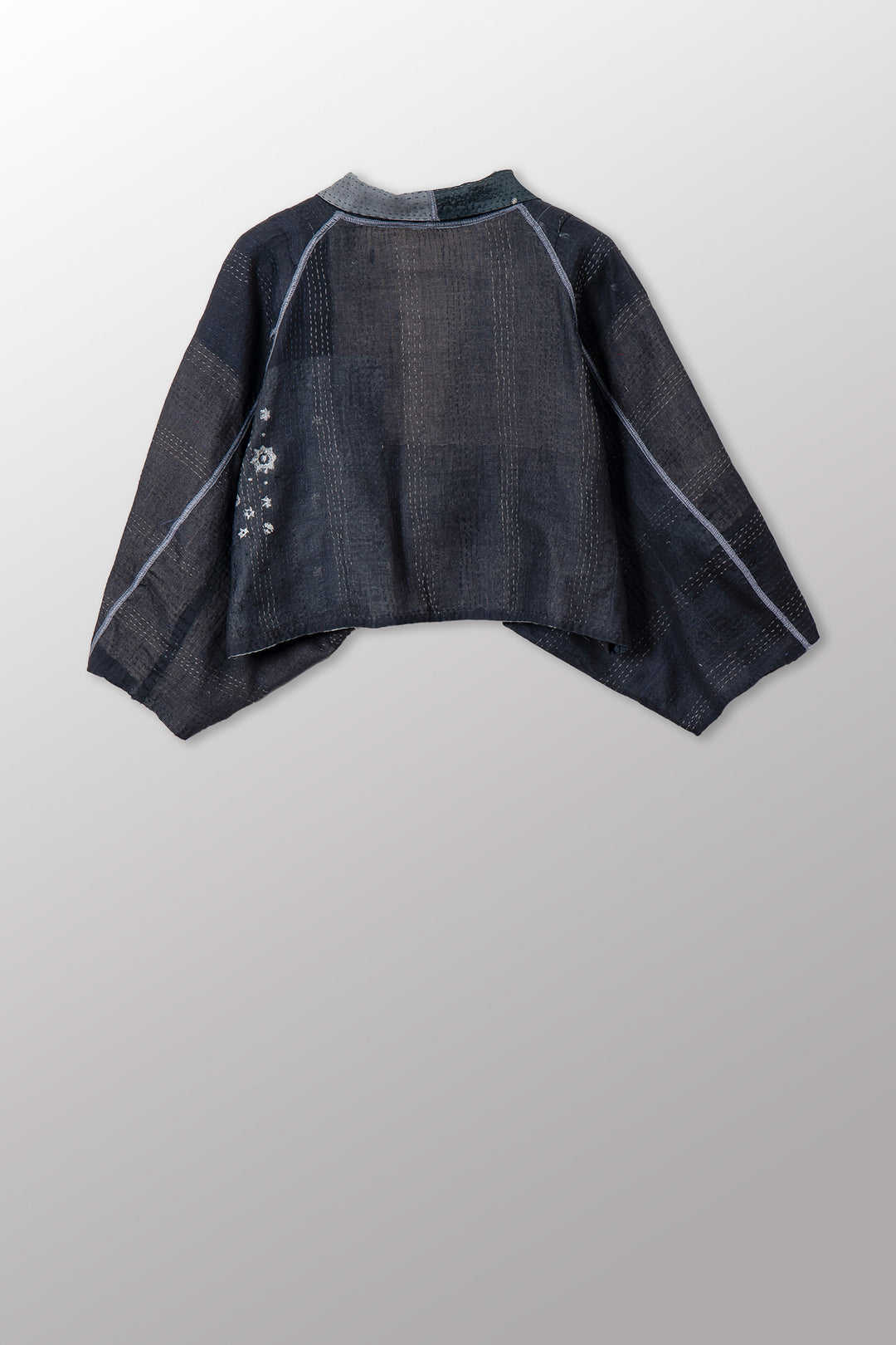 MOSAIC FRAY PATCH KANTHA PUFF SLV. SHRUG - zb2062-gry -