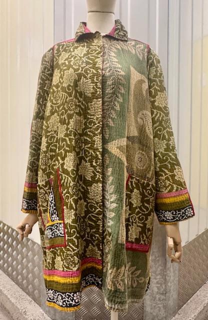 VINTAGE COTTON KANTHA A-LINE DUSTER - cv4311-0111a -