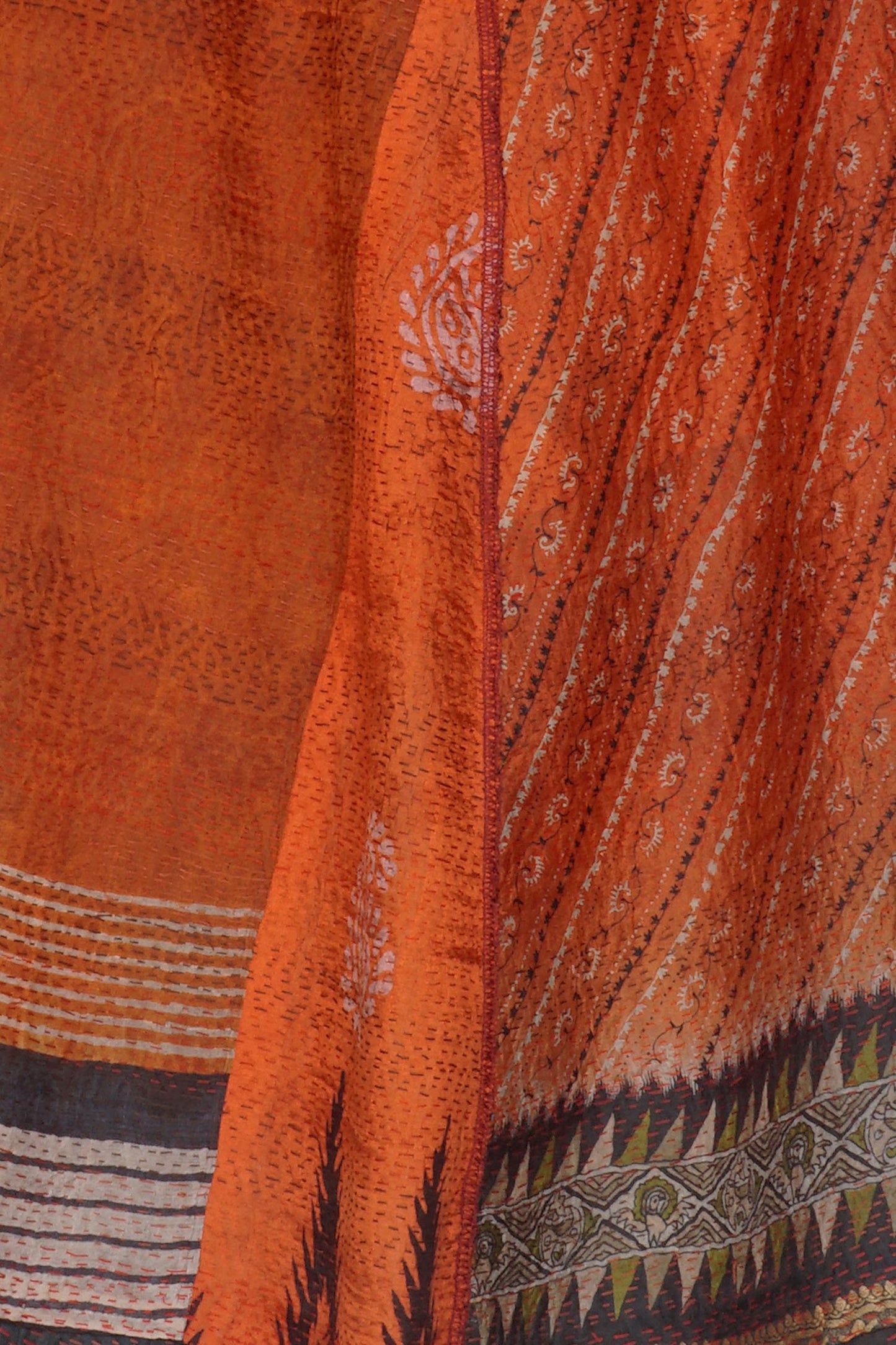 VINTAGE SILK PATCH KANTHA CIRCULAR VEST - vp2201-org -