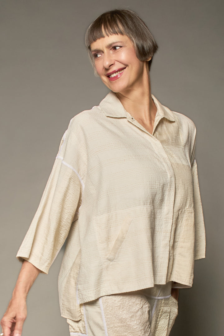 JAIPUR WHITE KANTHACROPPED TENT SHIRT - jw2596-ivy -