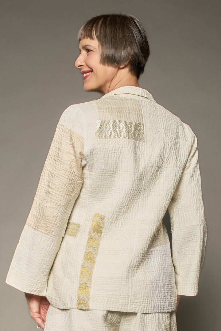 FRAYED PATCH KANTHA SHORT JACKET - fi4007-ivy -