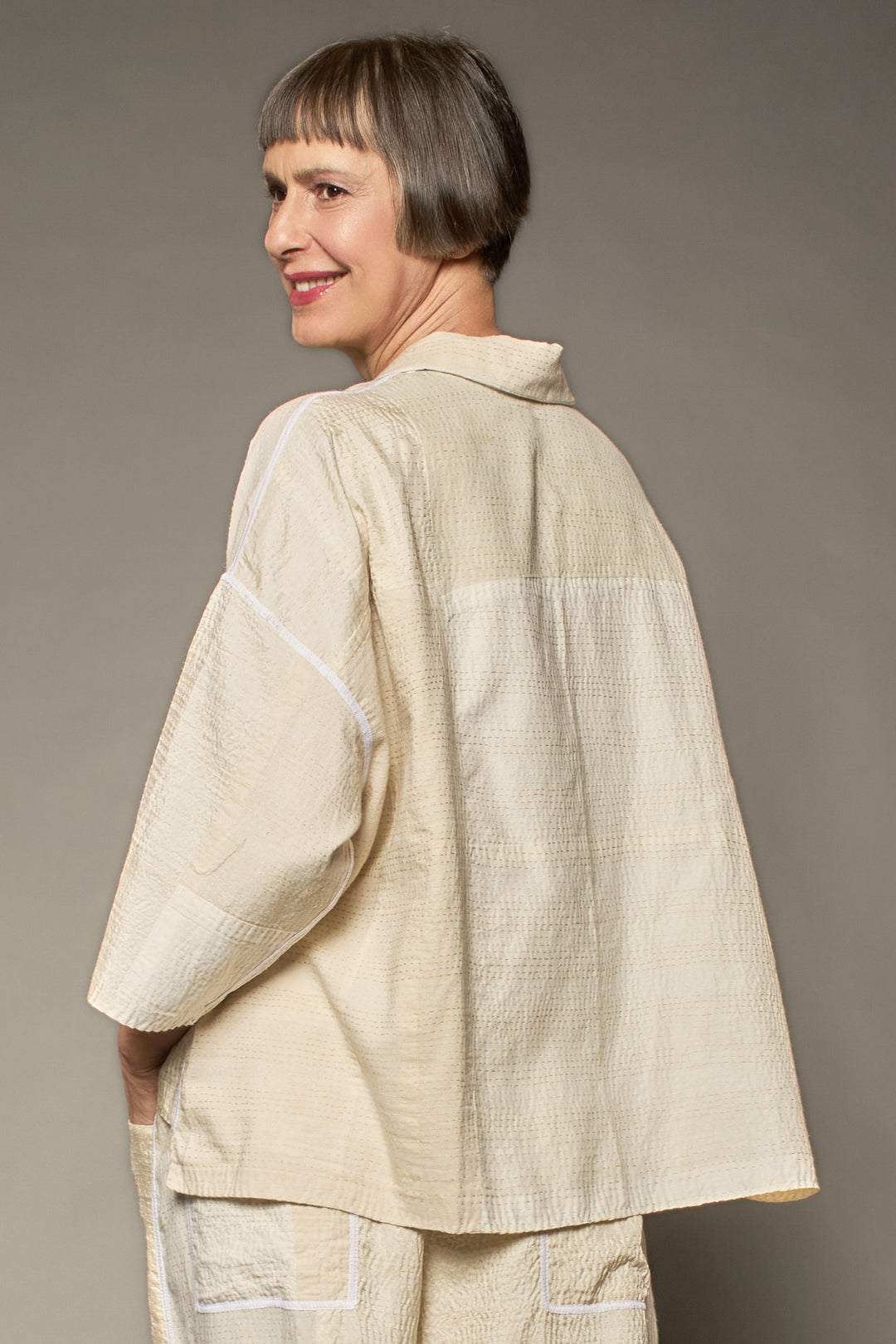 JAIPUR WHITE KANTHACROPPED TENT SHIRT - jw2596-ivy -