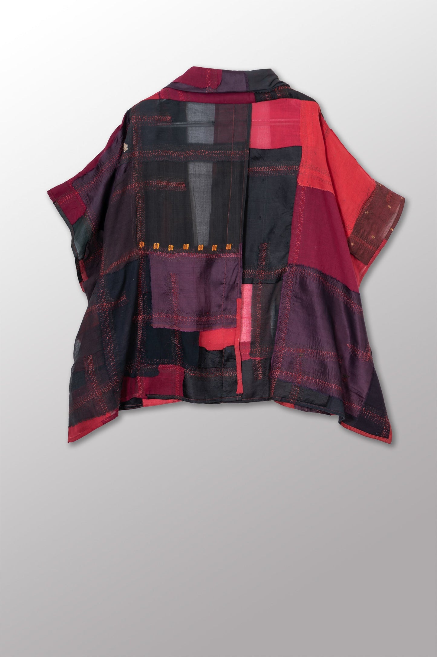 MOSAIC OMBRE KANTHA PONCHO TOP - mo1568-red -