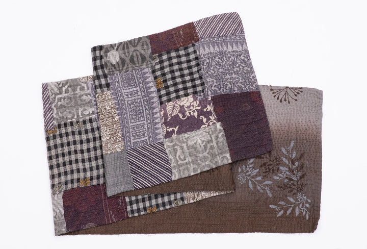 Ombre Patch Kantha Table Runner - Chocolate