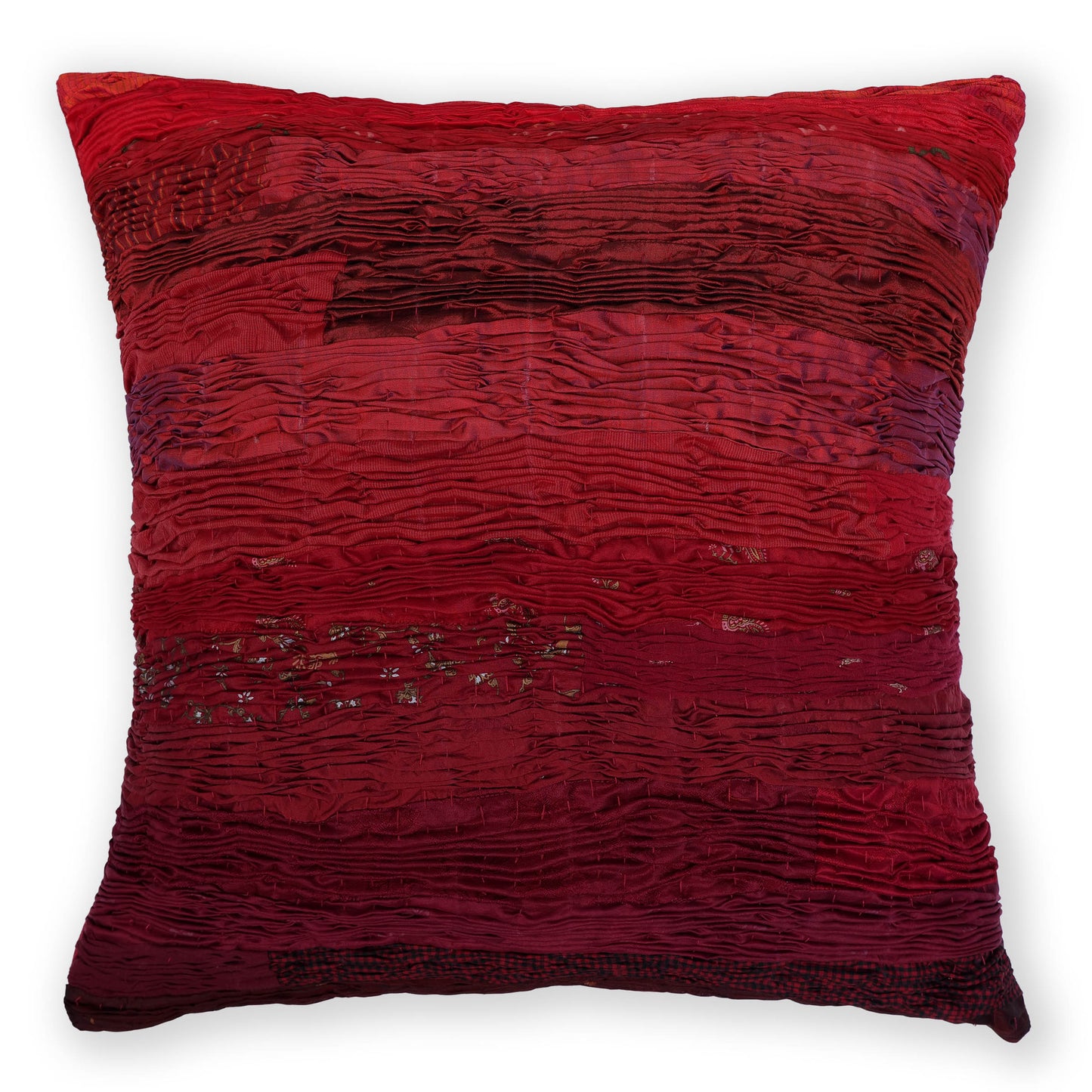 Saree Pleated Cushion - Red
