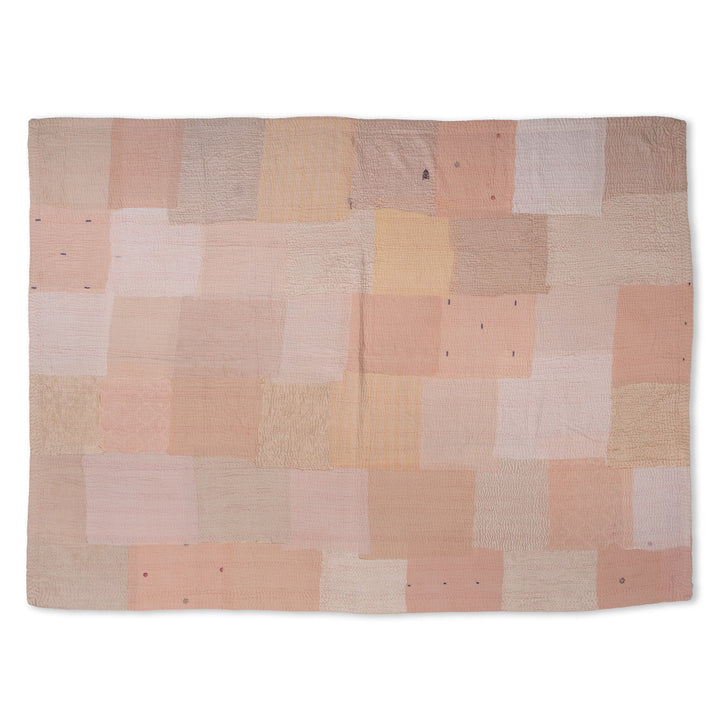 Mosaic Fray Handmade Vintage Kantha Throw -Shallot -