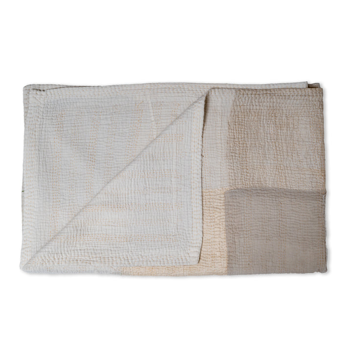 Grey Mist Fray Patch Kantha Throw