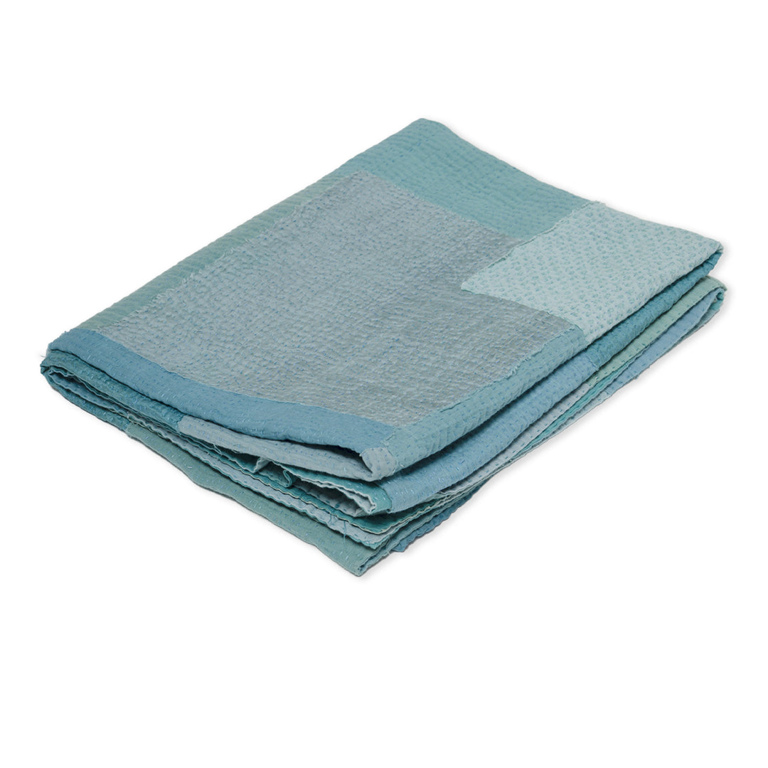 Mosaic Fray Patch Kantha throw corn flower
