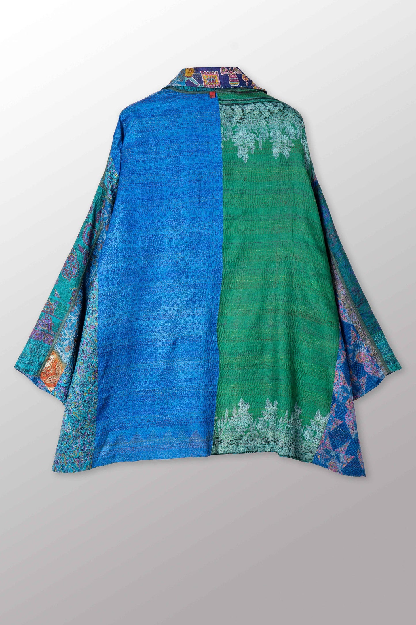 VINTAGE SILK KANTHA OVERSIZED MINI COAT - sv2332-0011a -