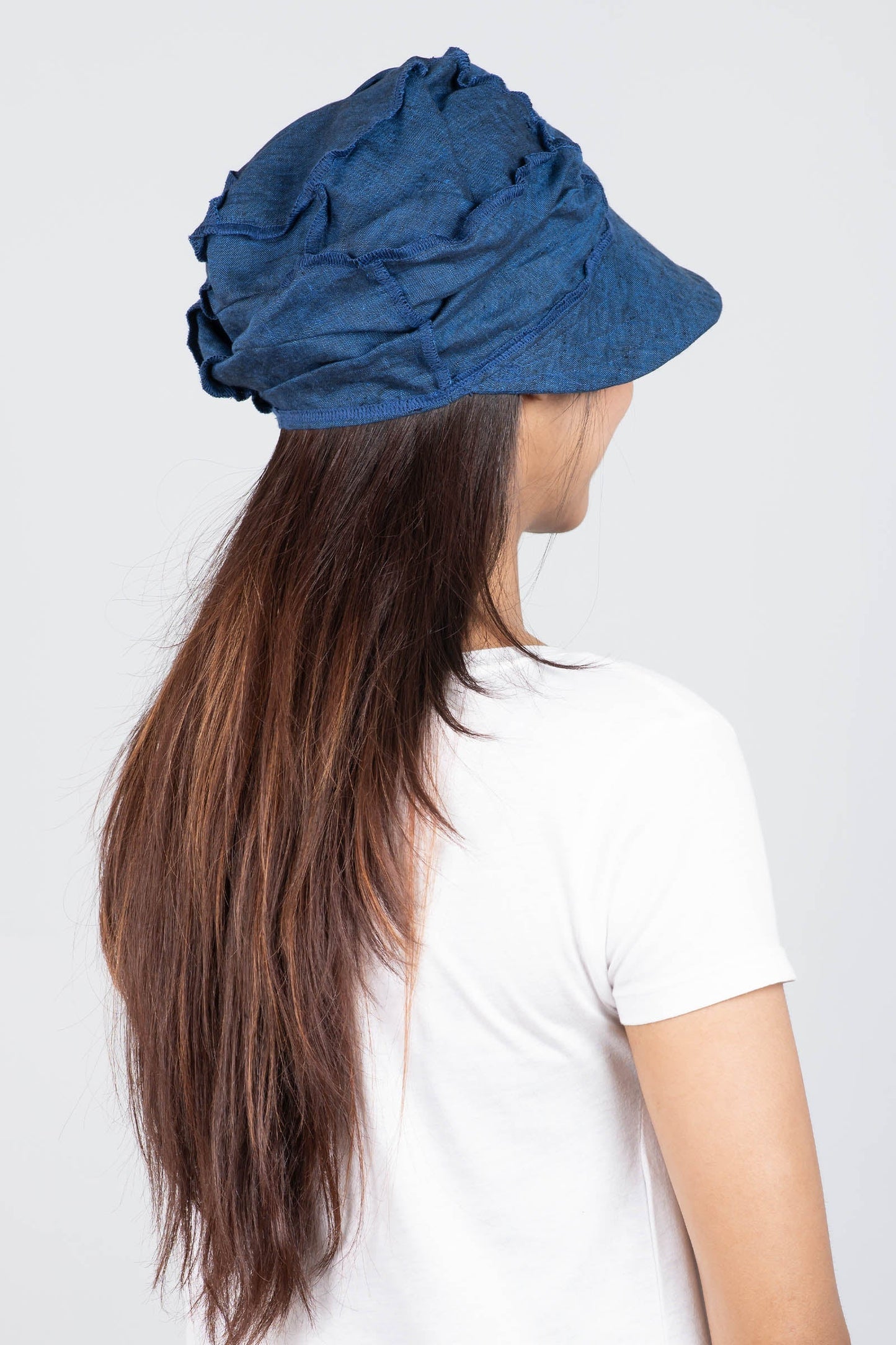 LINEN HALF BRIM HAT - ln1881-nvy -