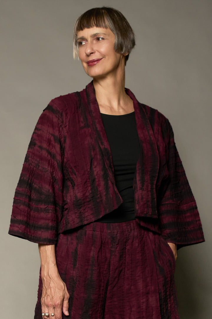 DOUBLE TIE DYE RIPPLE TUCK LANTERN SLV. SHRUG - trw1j103-mrn -