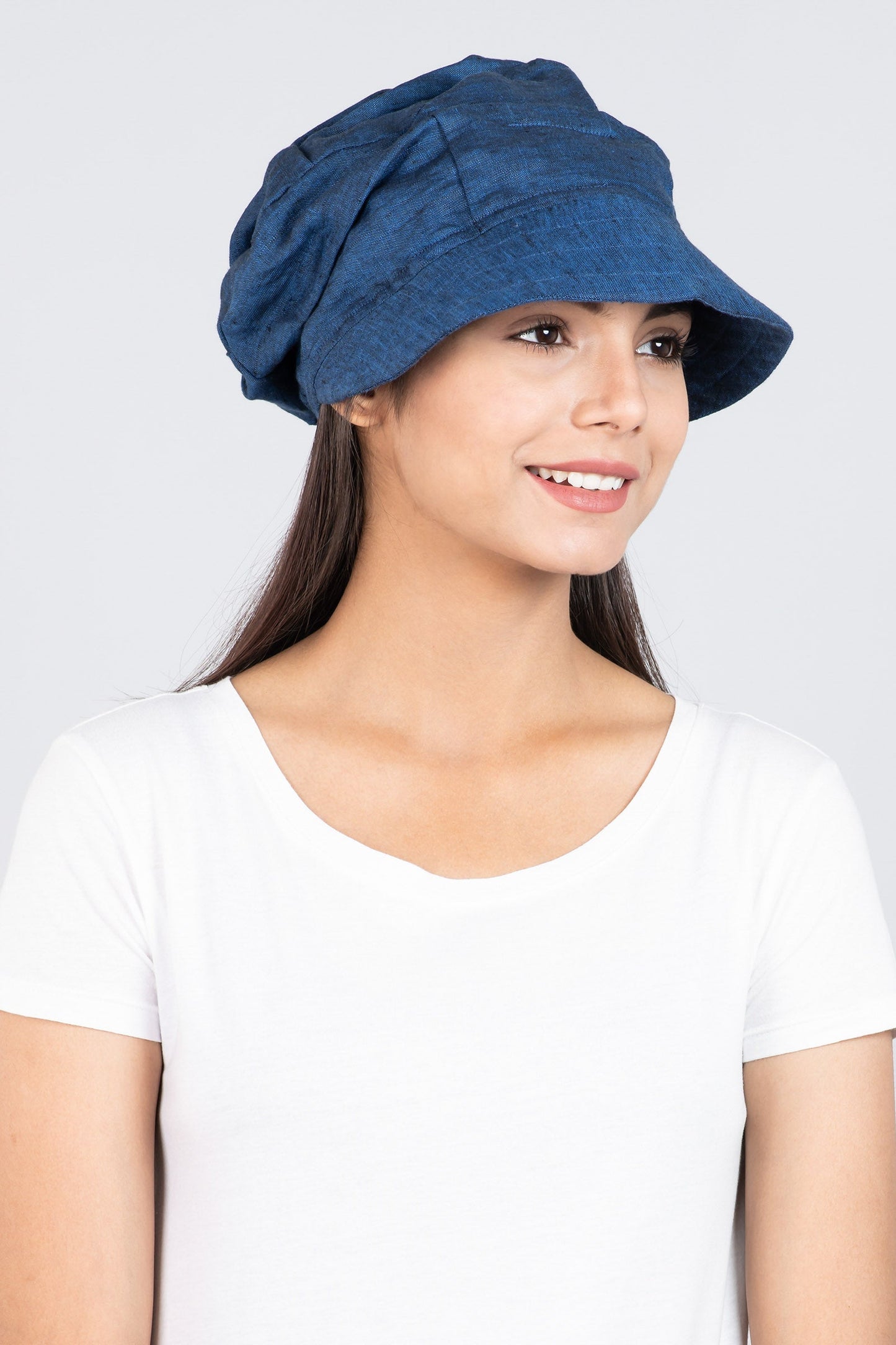 LINEN HALF BRIM HAT - ln1881-nvy -
