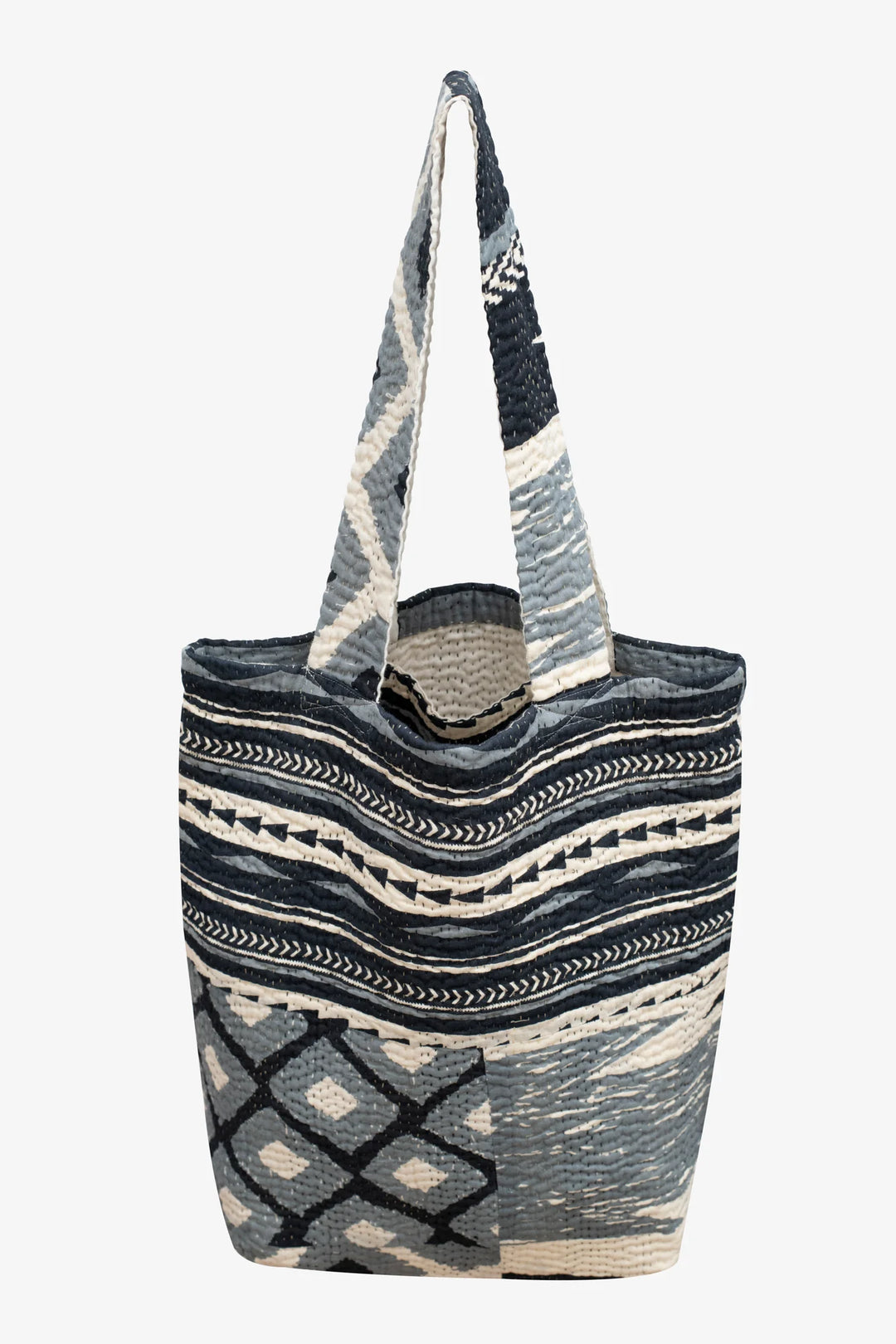 Monotone Ikat Handmade Vintage Kantha Tote Bag -Red
