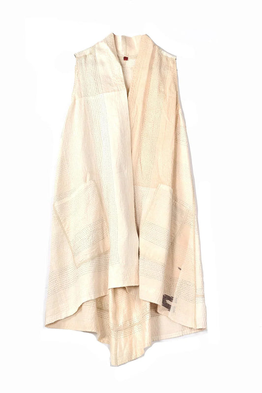 JAIPUR WHITE KANTHA A-LINE VEST - jw2203-ivy -