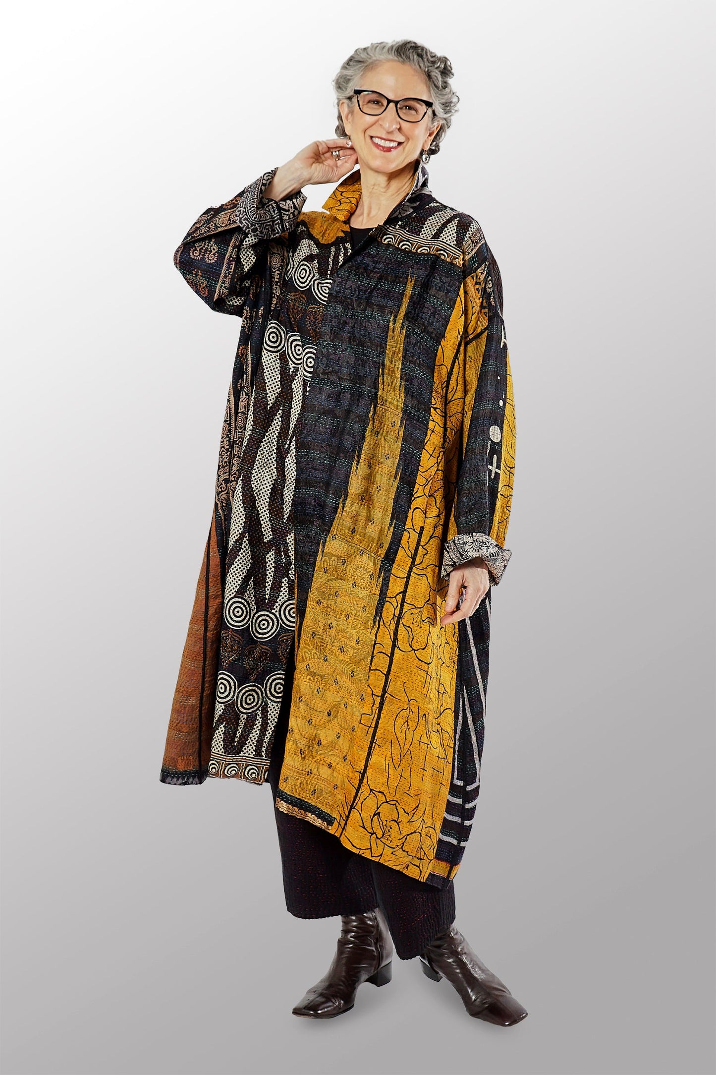 VINTAGE SILK KANTHA NEW OVERSIZED COAT - sv2342-0003a -
