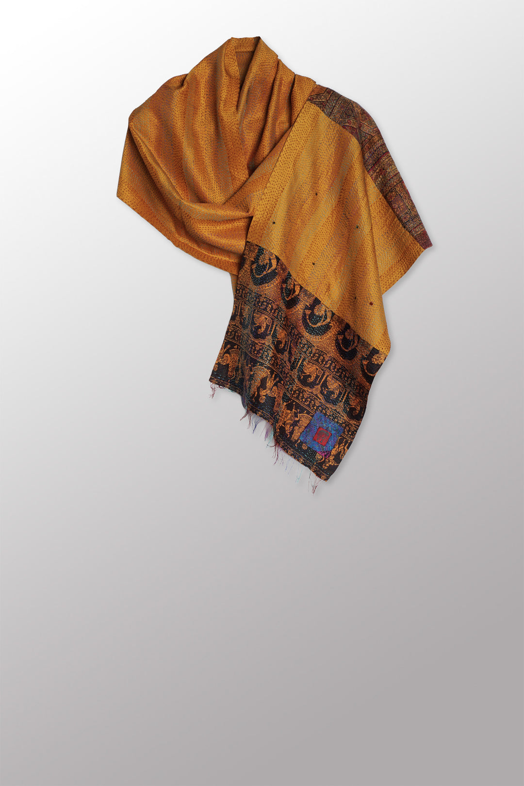 FOULARD EN SOIE KANTHA VINTAGE PETIT - sv2800-mlt -