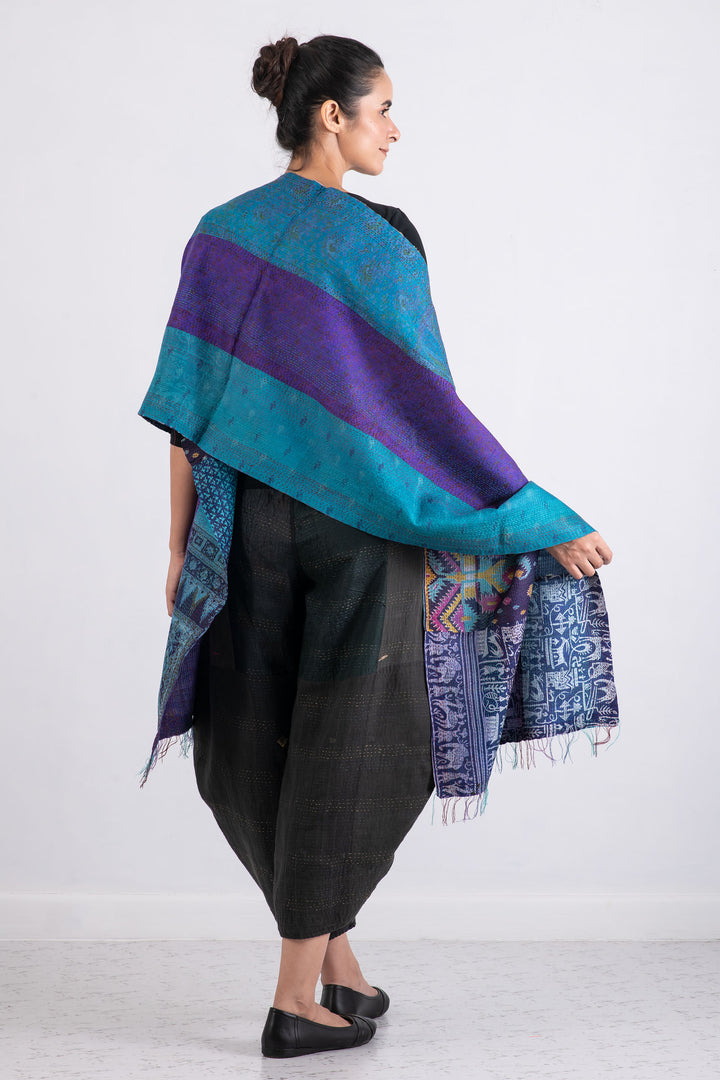 FOULARD KANTHA EN SOIE VINTAGE STANDARD - sv2801-mlt -