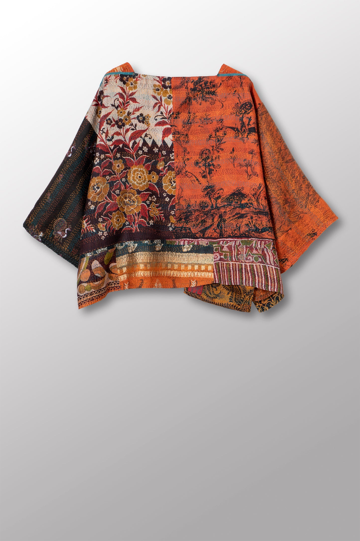 VINTAGE SILK KANTHA 3/4 SLV. CROP TOP MIO - sv2538-0013a -