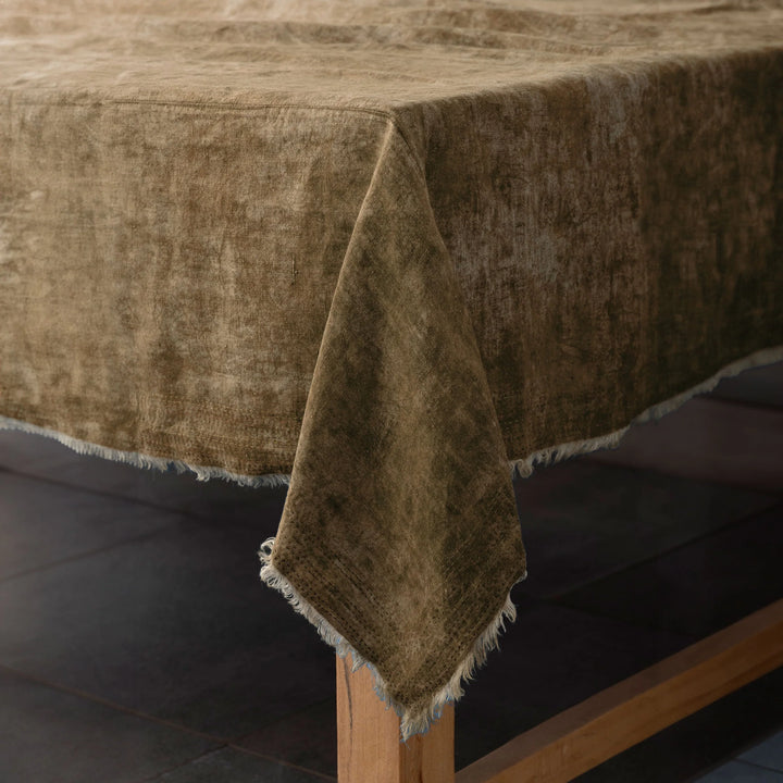 Linen Mud Dye  Kantha  New Dawn Table Cover