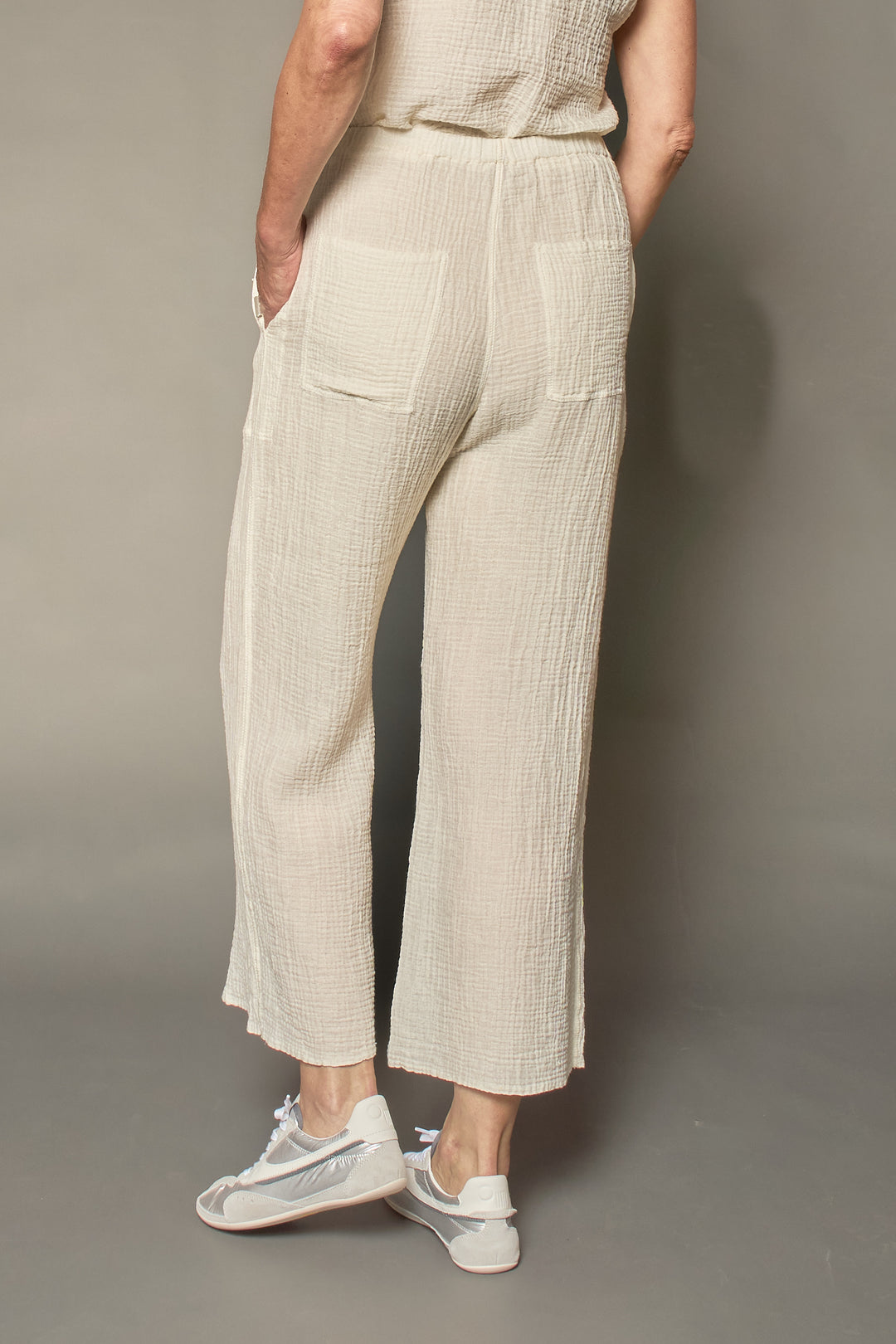 RIPPLE KANTHA SEMI WIDE TROUSERS - rp2679-wht -