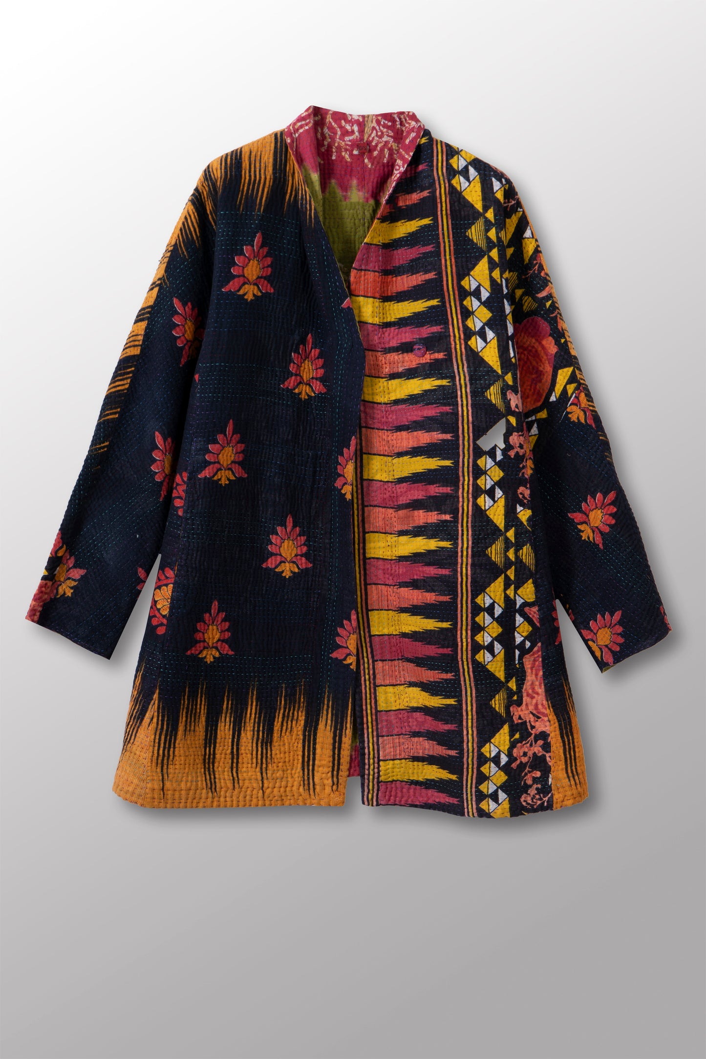 VINTAGE COTTON KANTHA HIGH-NECK TOPPER - cv4045-0048a -