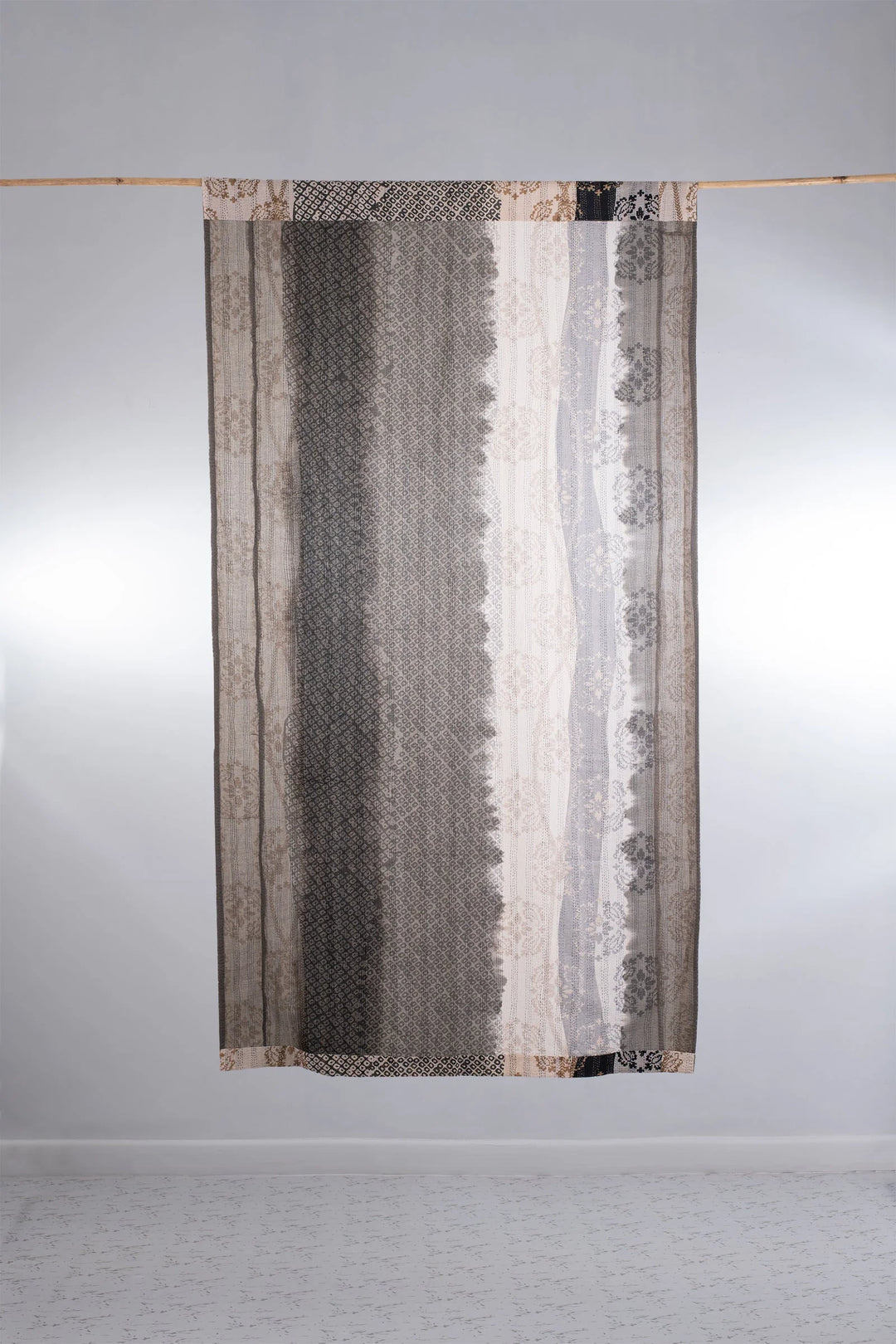Kimono Cotton Kantha Curtain - Gray