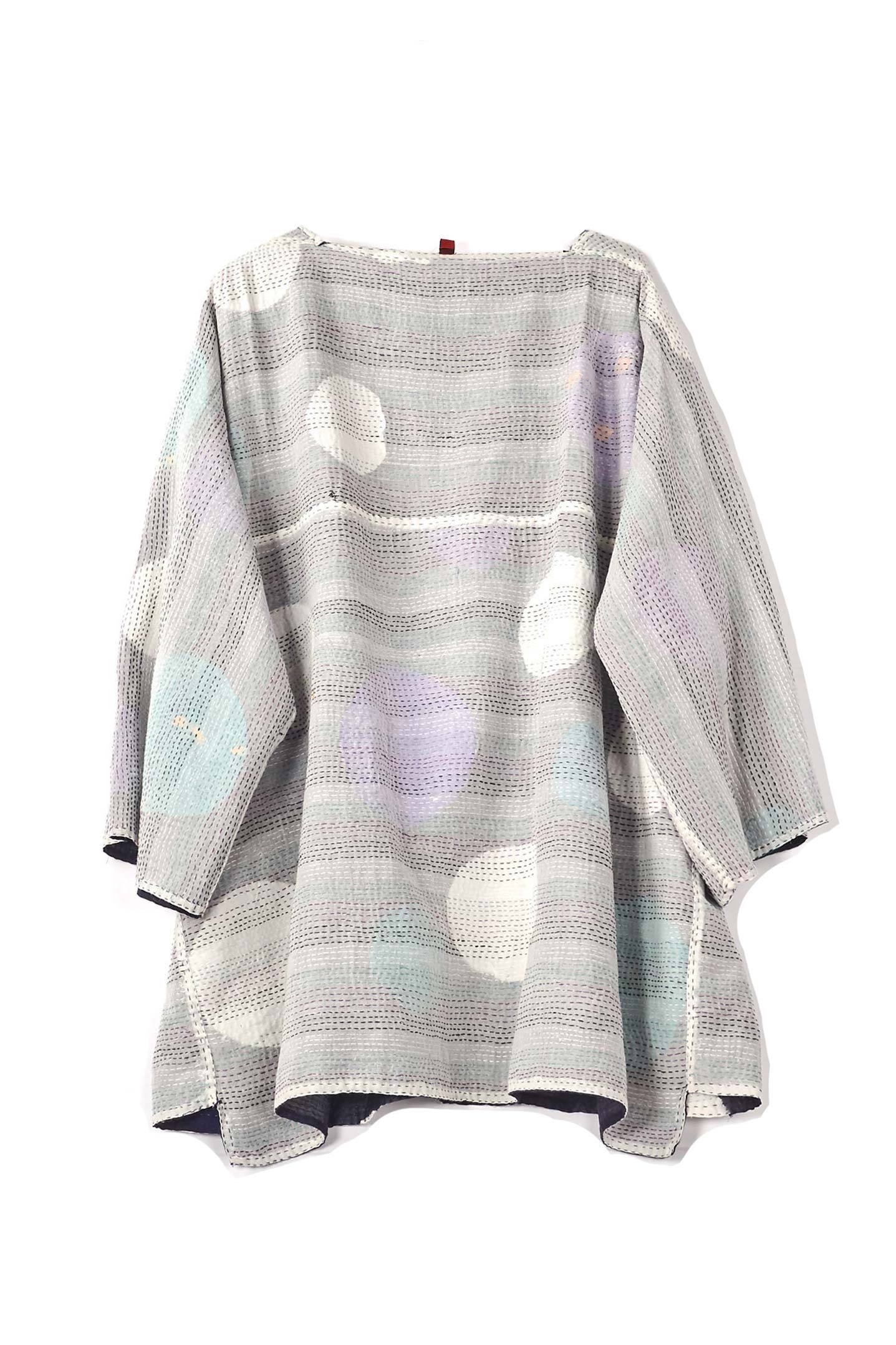 CUT OUT KANTHA BOATNECK TUNIC - ck2532-blu -