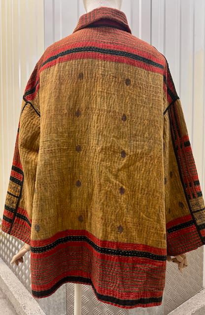 VINTAGE COTTON KANTHA OVERSIZED MINI COAT - cv4332-0046a -