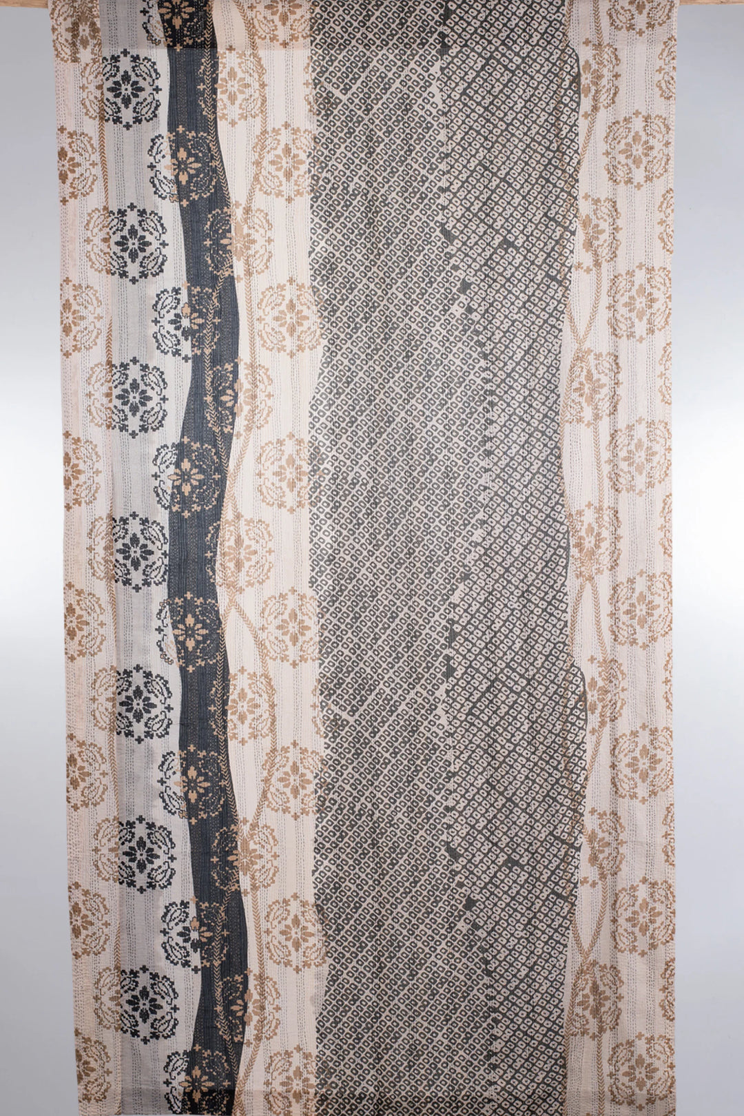 Kimono Cotton Kantha Curtain - Gray