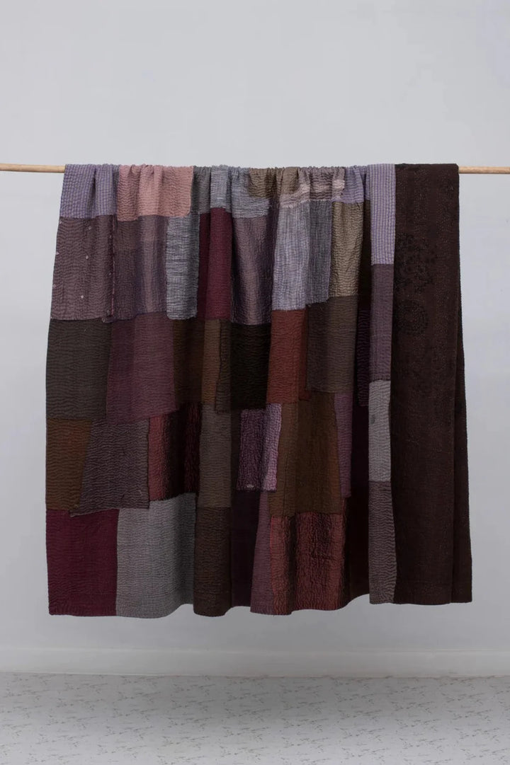 Ombre With Fray Patch Handmade Vintage Quilts - Chocolate
