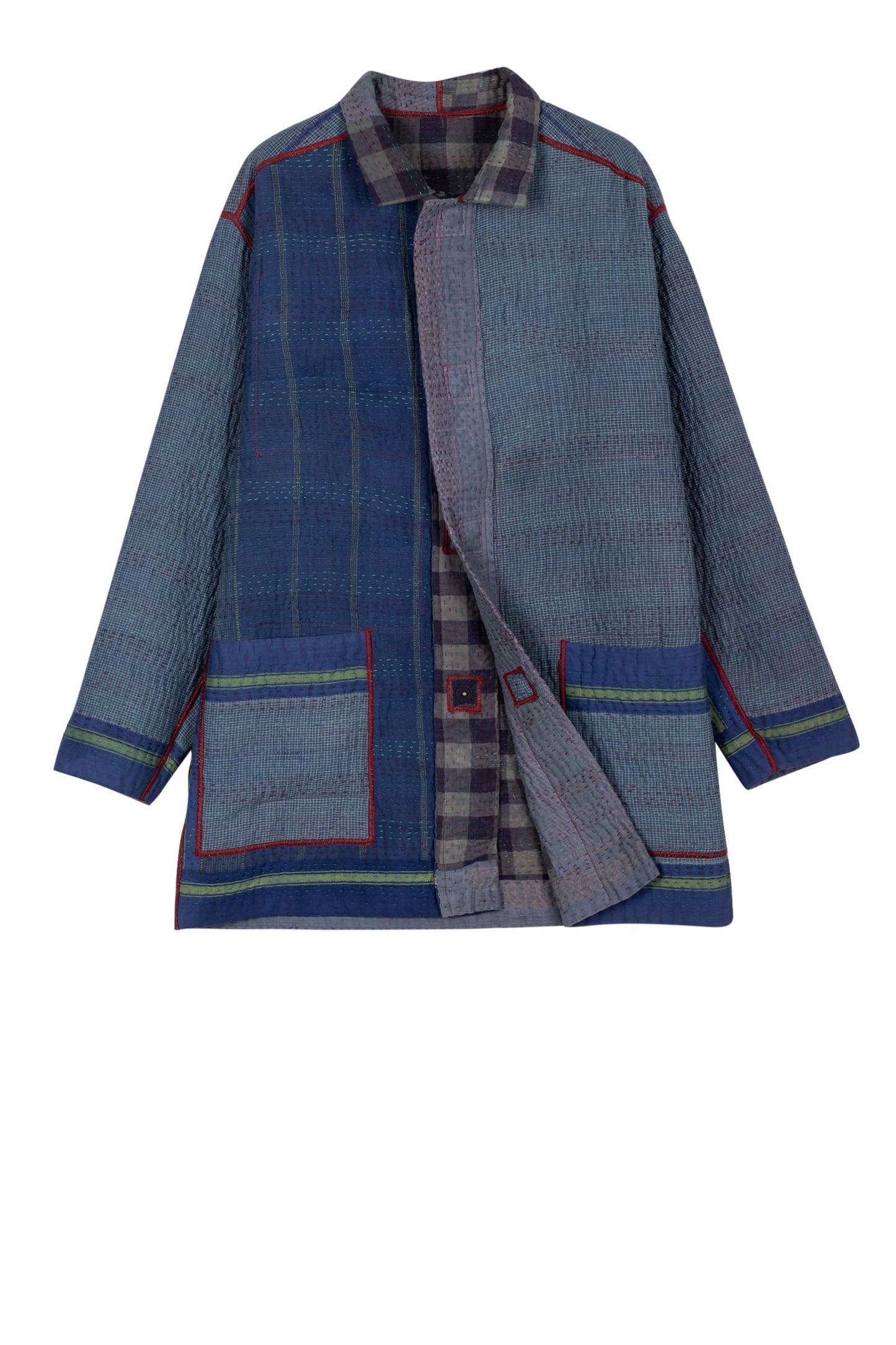 WOVEN VINTAGE COTTON KANTHA MEN'S JACKET - fw4041-5001s -