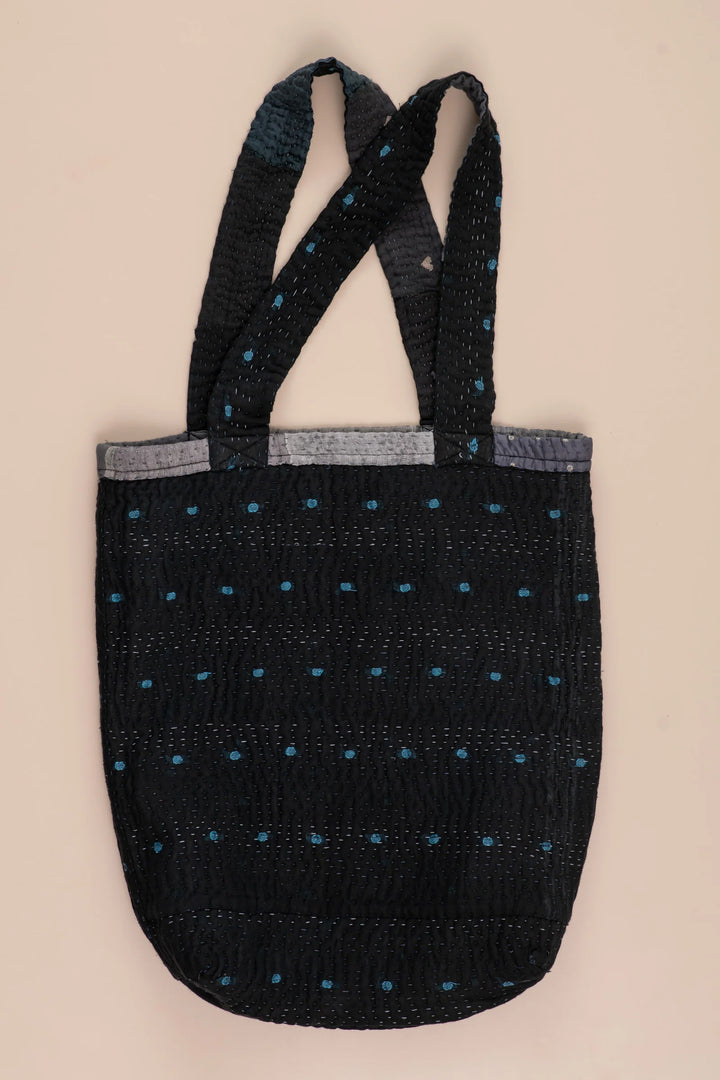 Landscape Handmade Vintage Kantha Tote Bag -Black