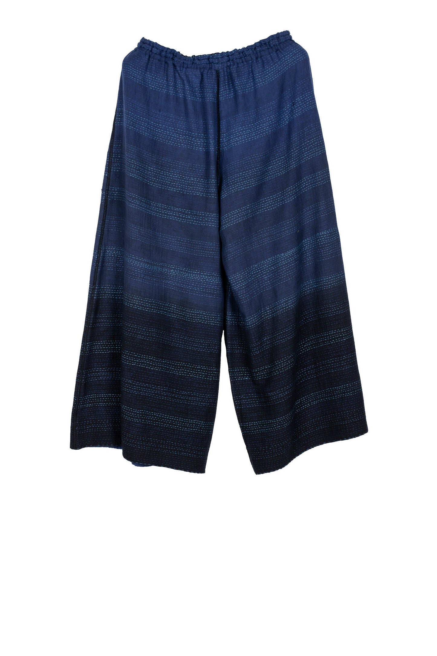 MONOTONE TWILIGHT PRINT KANTHA DRAW STRING GAUCHO - tp2627-nvy -